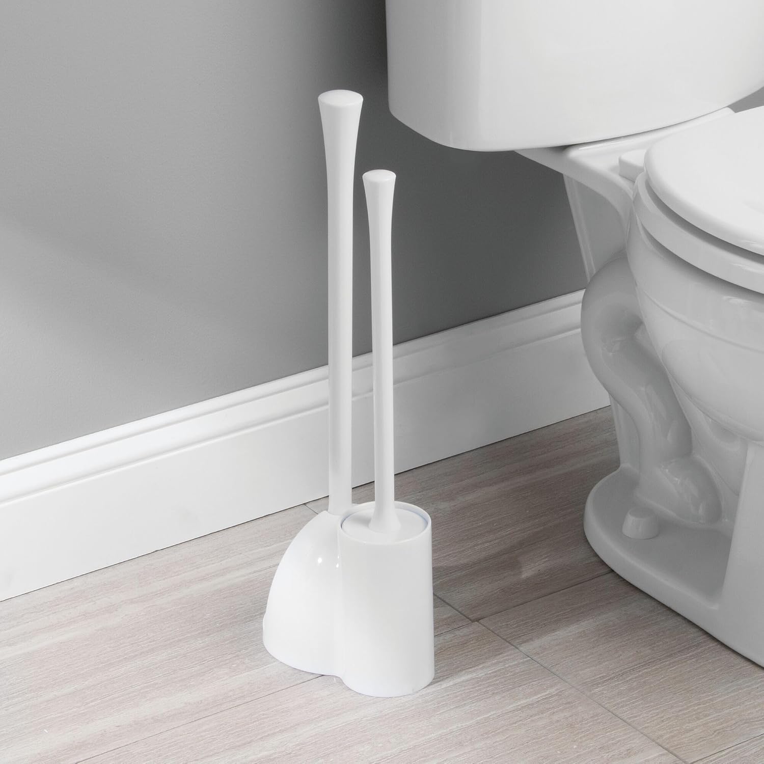 iDesign Toilet Brush Plunger Set - 2 Piece White