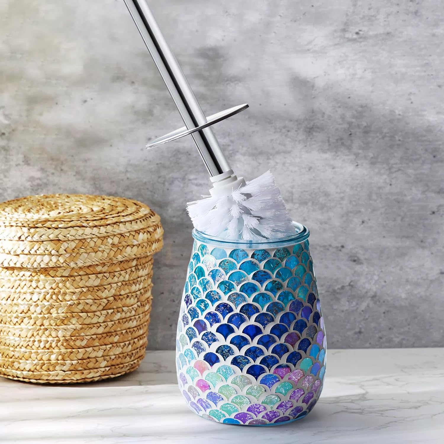Modern Toilet Brush and Holder Set in Turquoise Green