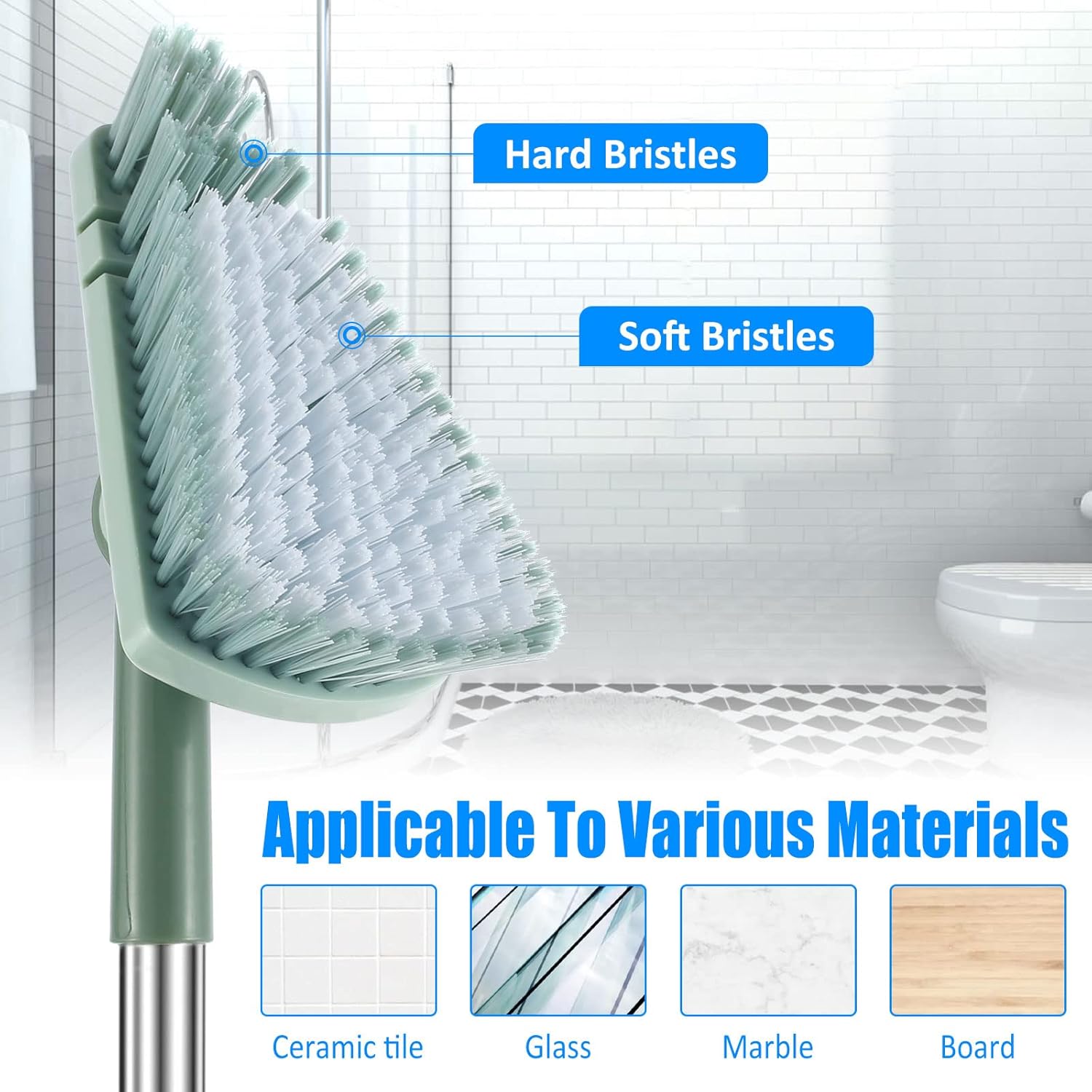 SAEHAEYEE Triangle Shower Floor Brush with Flexible Head and Long Handle