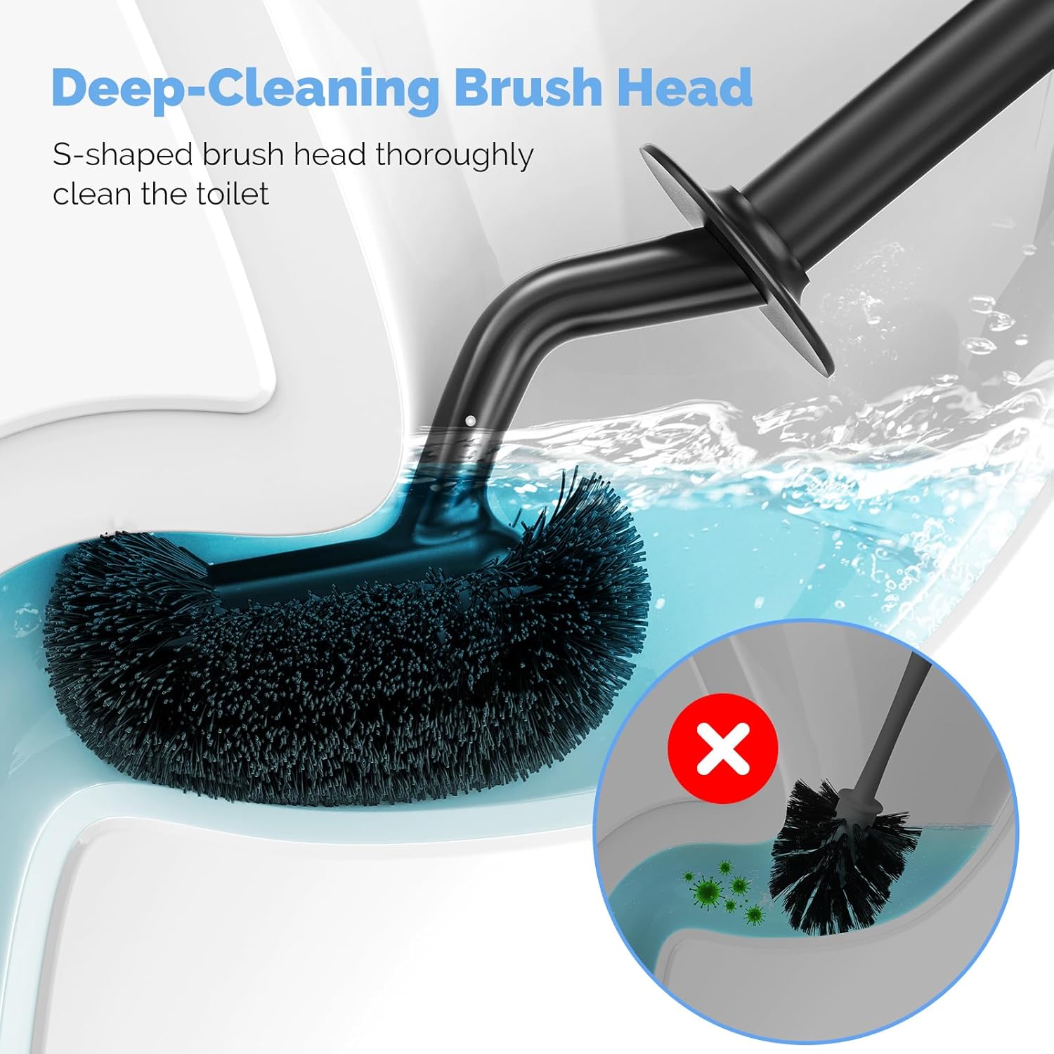 HAMITOR Toilet Bowl Brush Holder Set Black