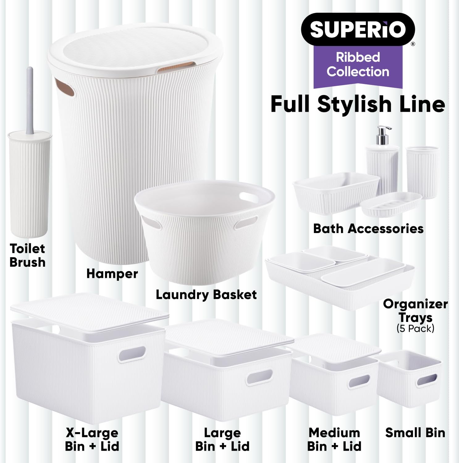 Superio Decorative Toilet Brush Set White 2 Pack
