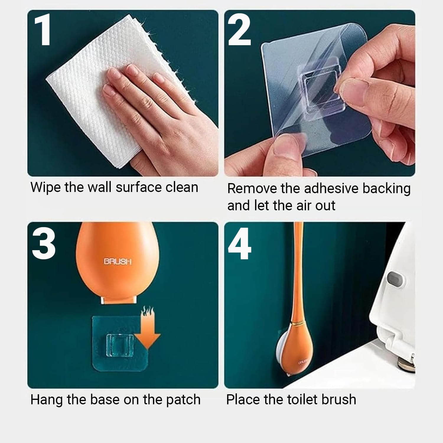 KoKiAxuza Flexible Silicone Toilet Brush with Auto-Closing Holder