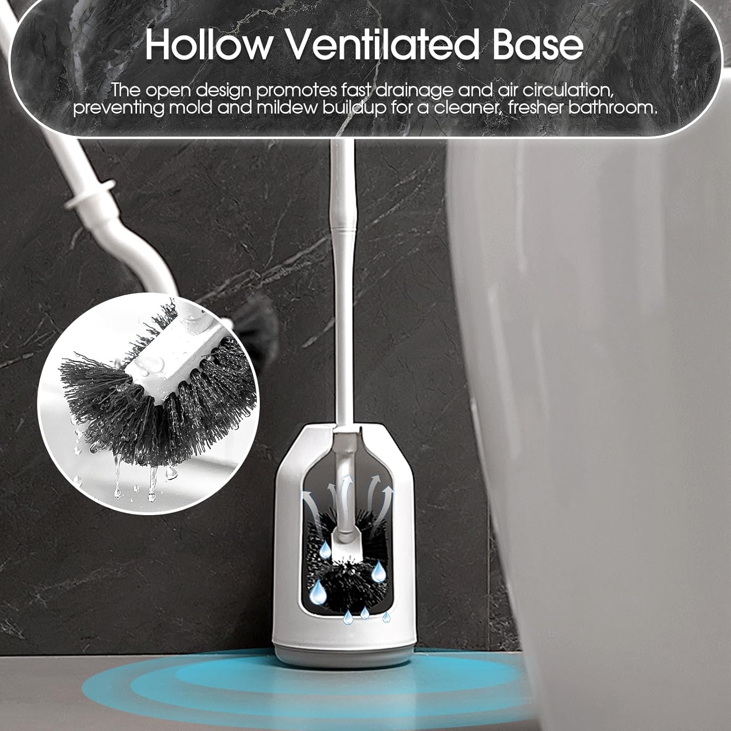 Honeydak 6-Piece Toilet Brush Set with Holder and Caddy