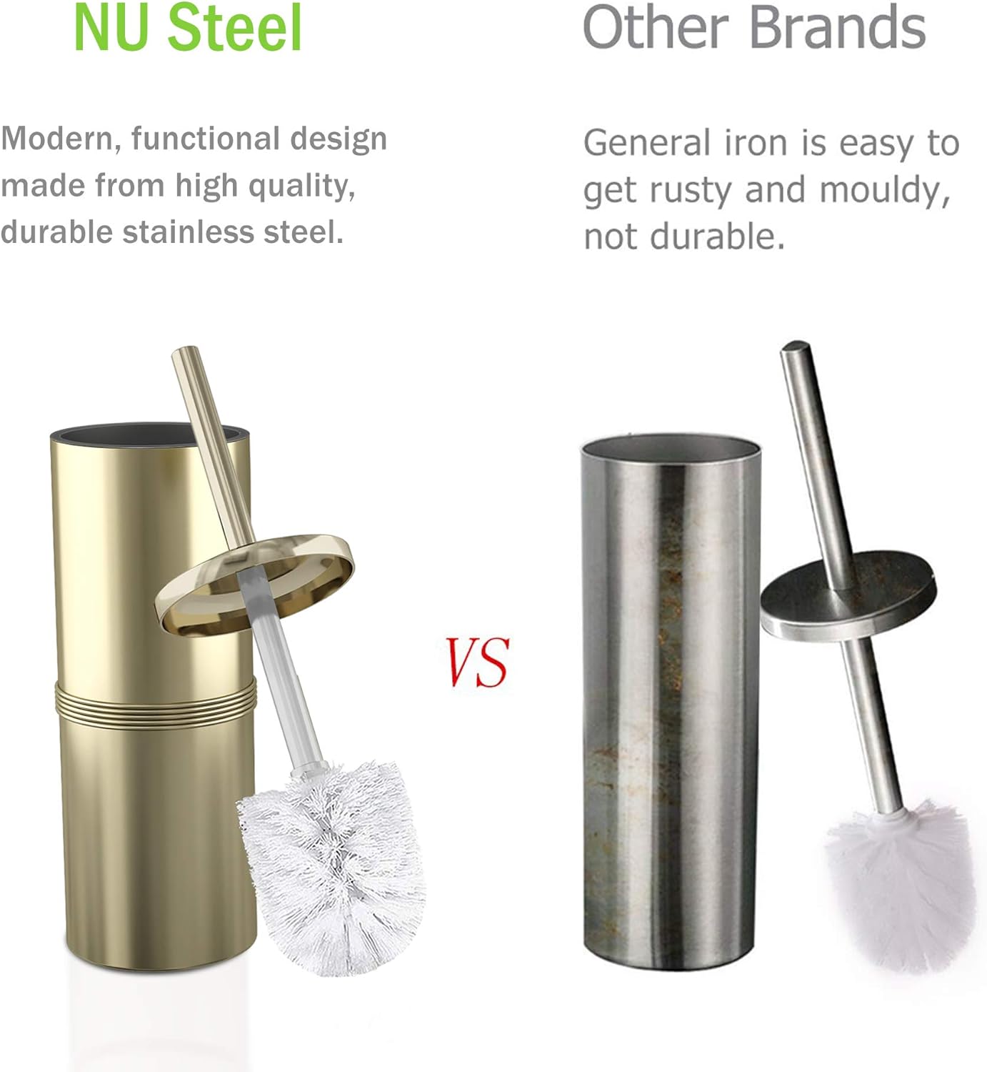 Nu Steel TBH-JW-17 Slim Compact Toilet Brush with Holder