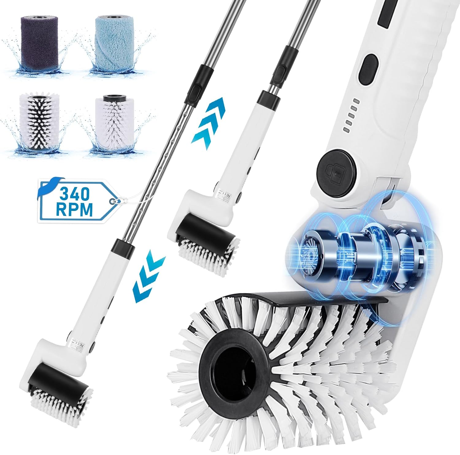 Yutesiri Cordless Waterproof Toilet Brush with 4 Heads 1