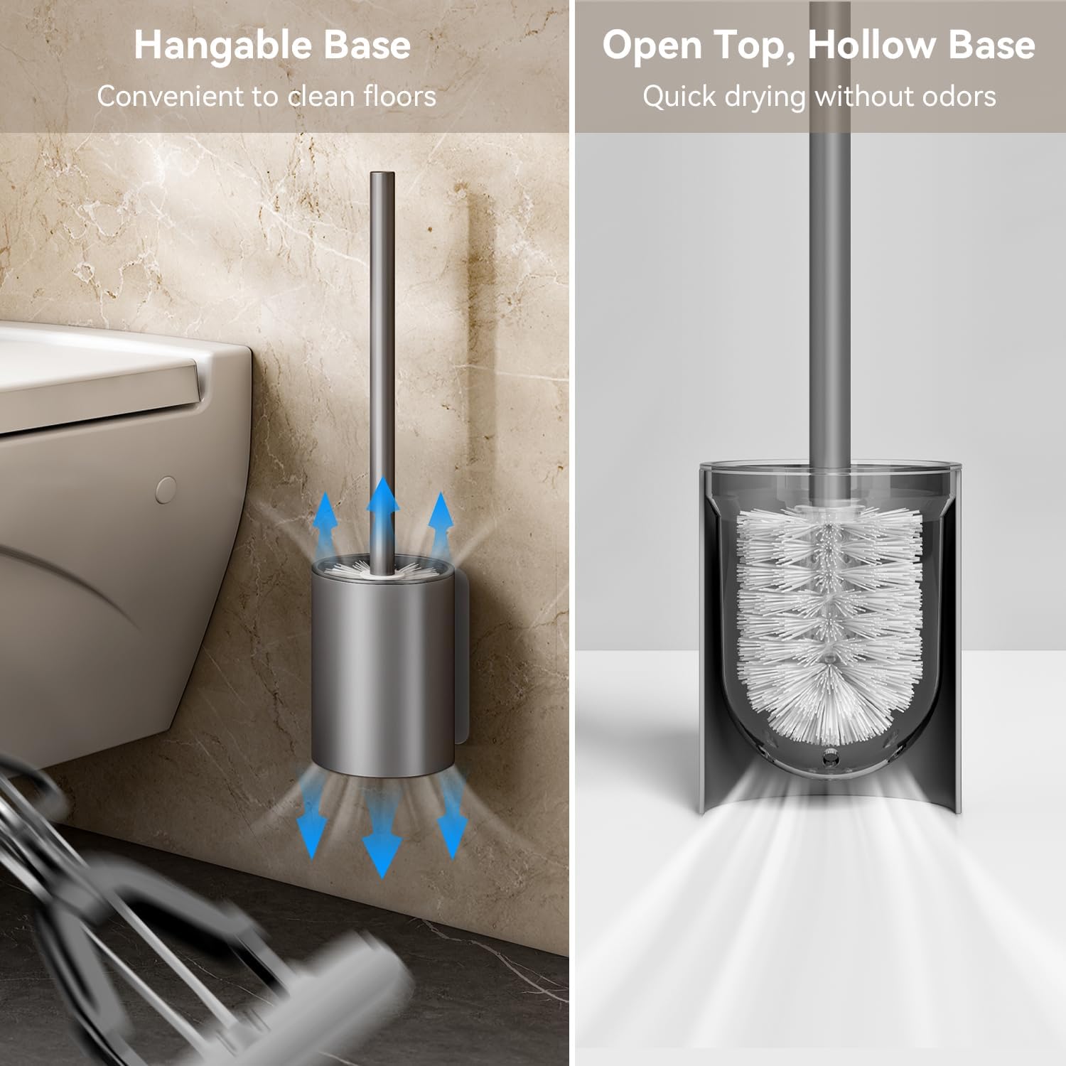 Esusom Toilet Brush and Holder Set with Durable Bristles