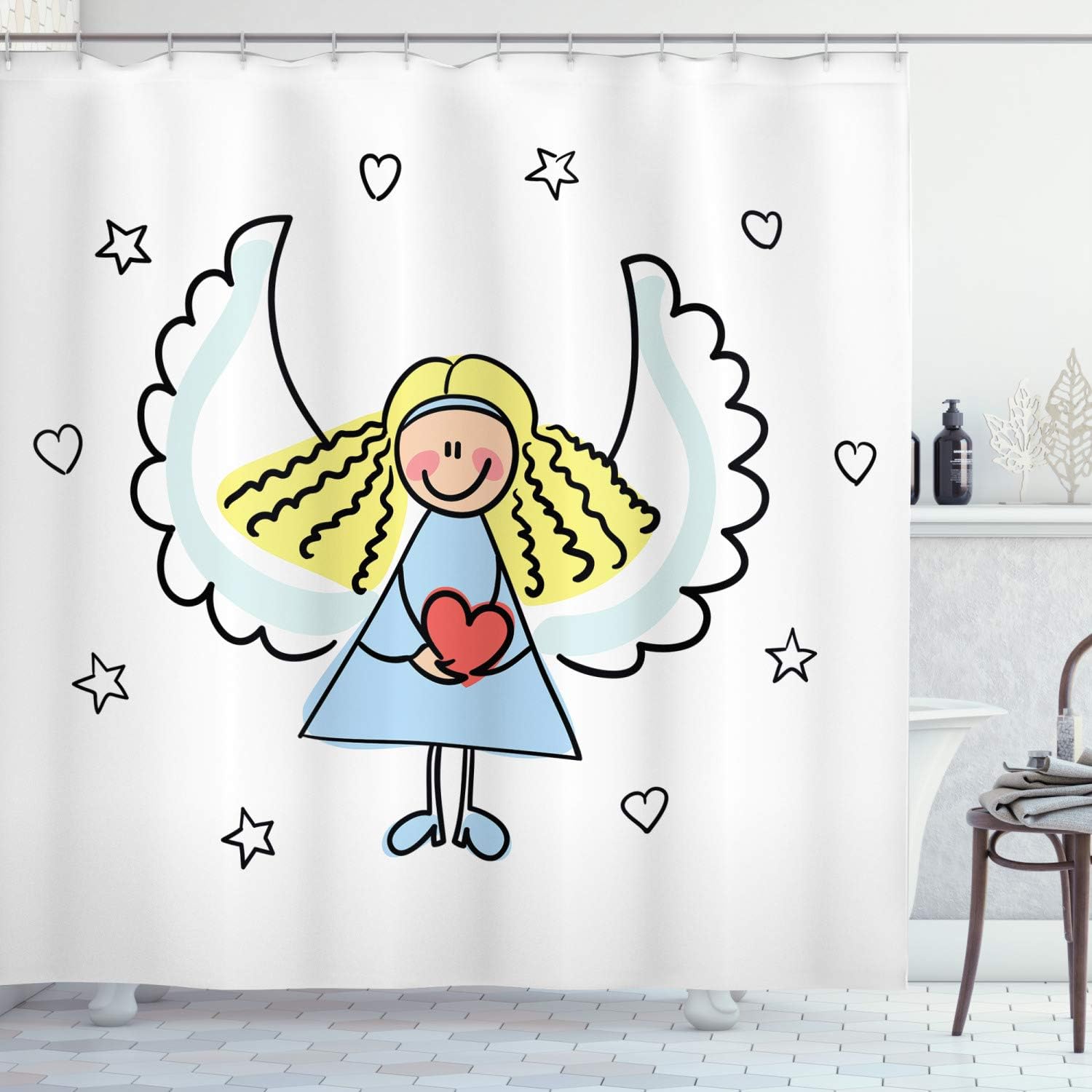 Ambesonne Xmas Shower Curtain with 12 Hooks