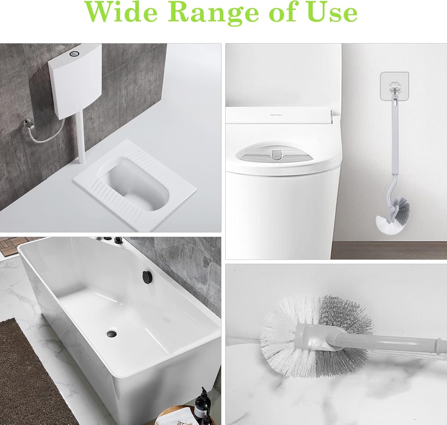 WOBEVB 2Pcs Curved Toilet Bowl Brush with Hooks Green