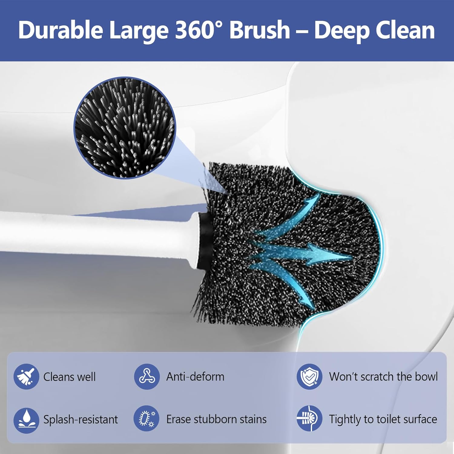 NairSnow Gold and White Toilet Brush Set with Auto-Opening and Ventilated Base