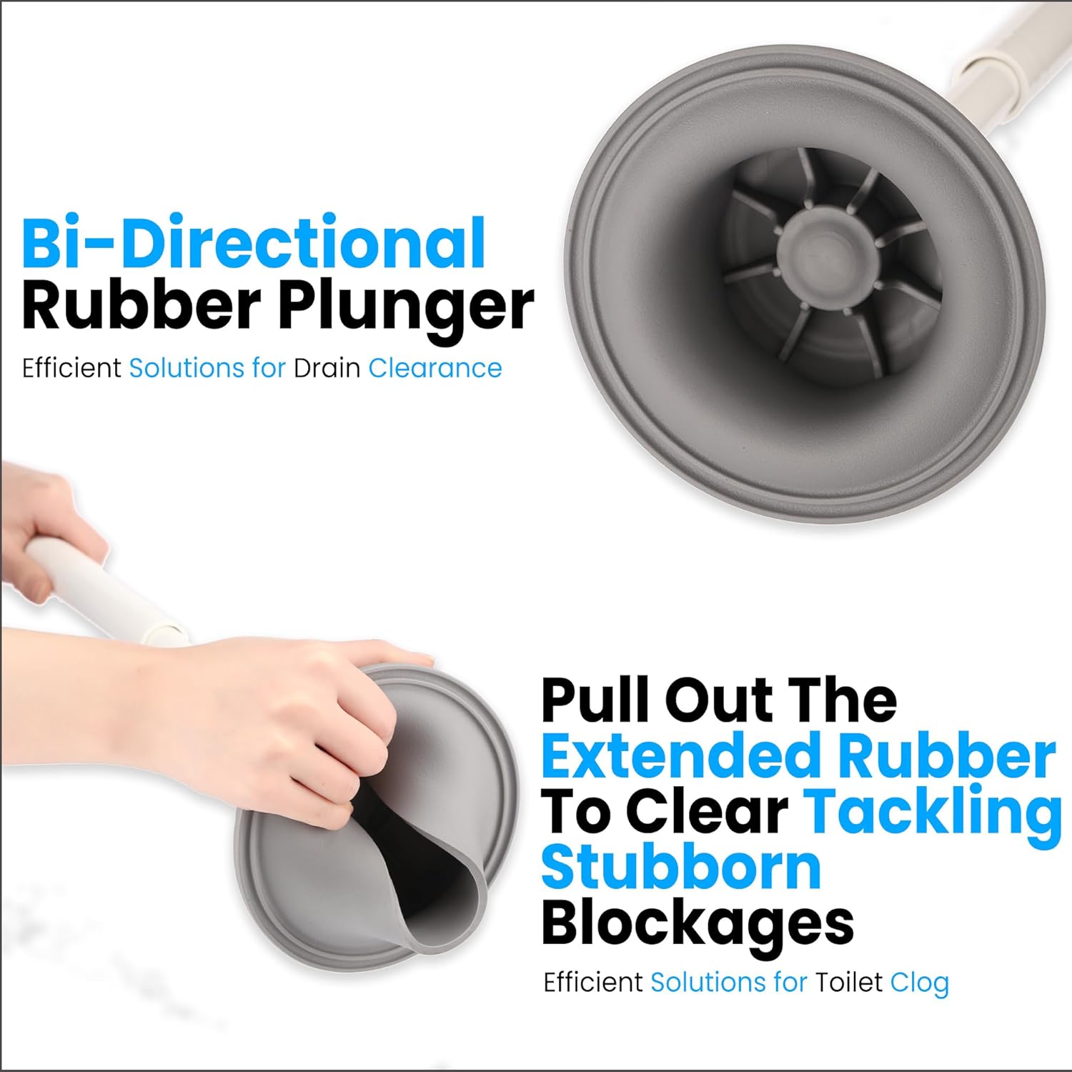 ToiletBuddies Toilet Brush Plunger Set - 2 in 1 Bristle Brush and Holder