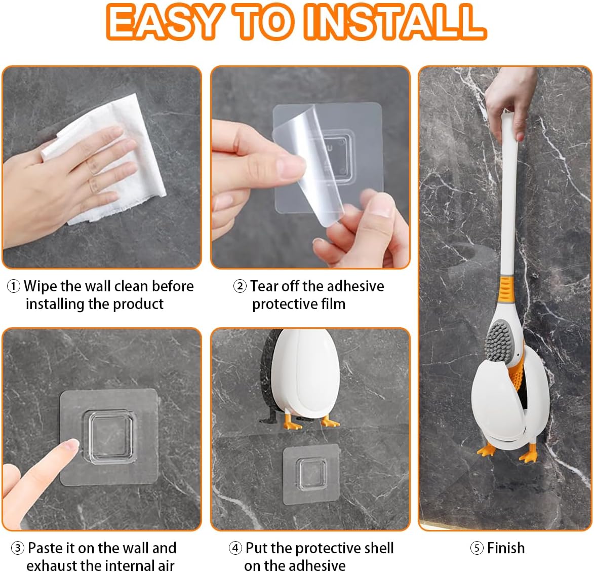 Diving Duck Toilet Brush with Wall Holder Silicone and TPR Design
