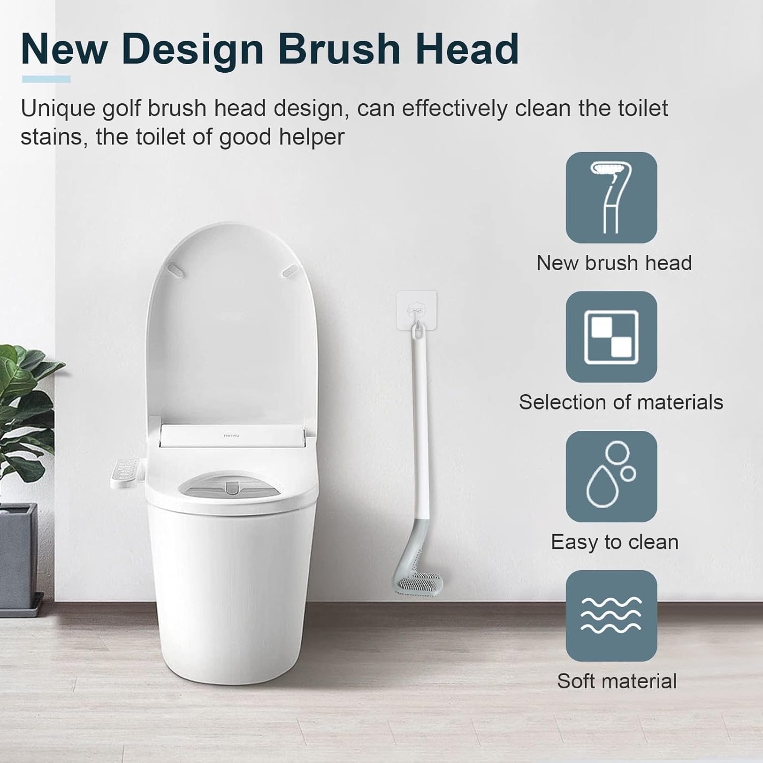 RJDJ Flexible Silicone Toilet Brush with Holder 1
