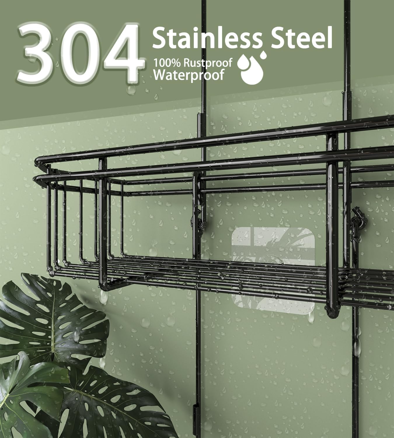 WXCGX Adjustable Hanging Shower Caddy with Hooks - Black