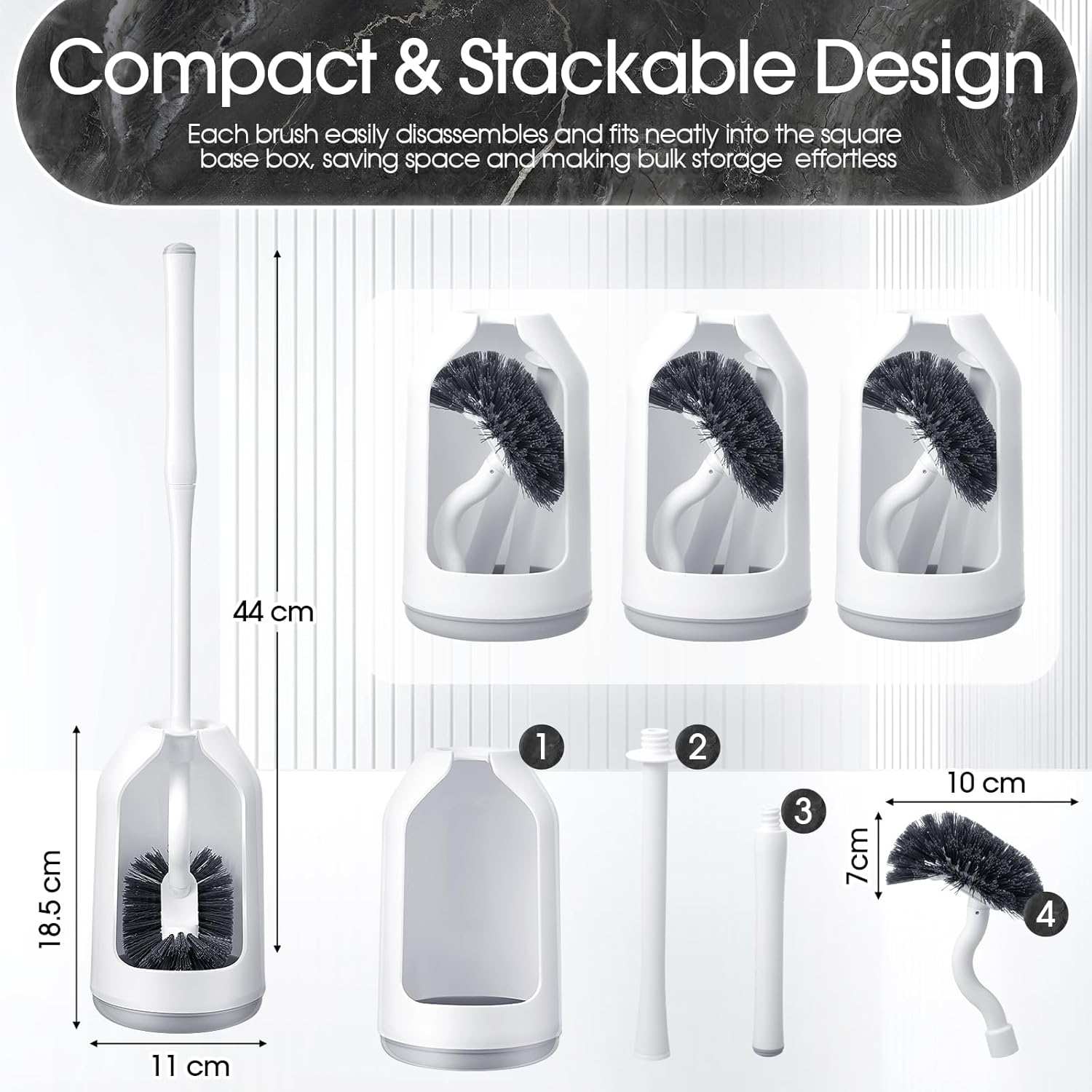 Honeydak 6-Piece Toilet Brush Set with Holder and Caddy