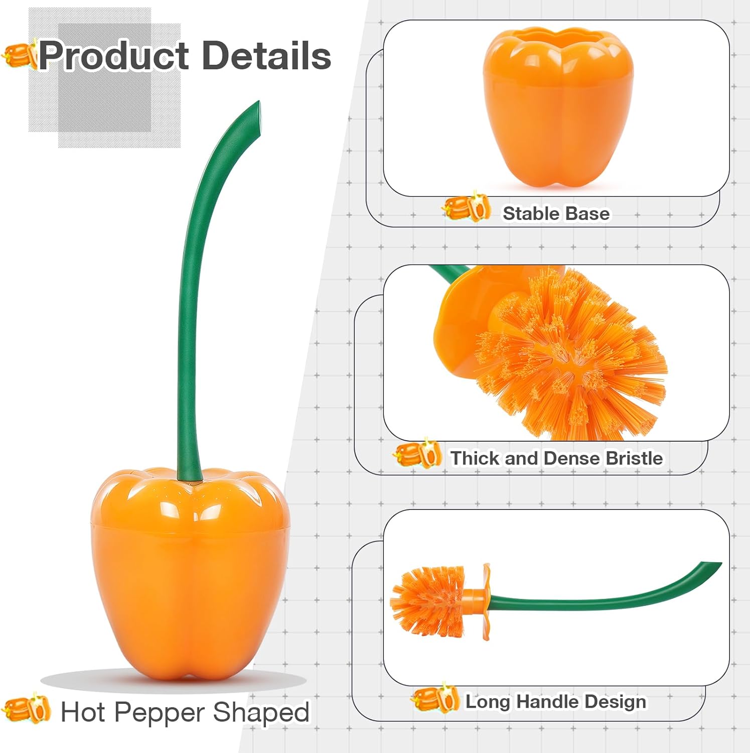 ADNIKIA Bell Pepper Toilet Brush with Holder