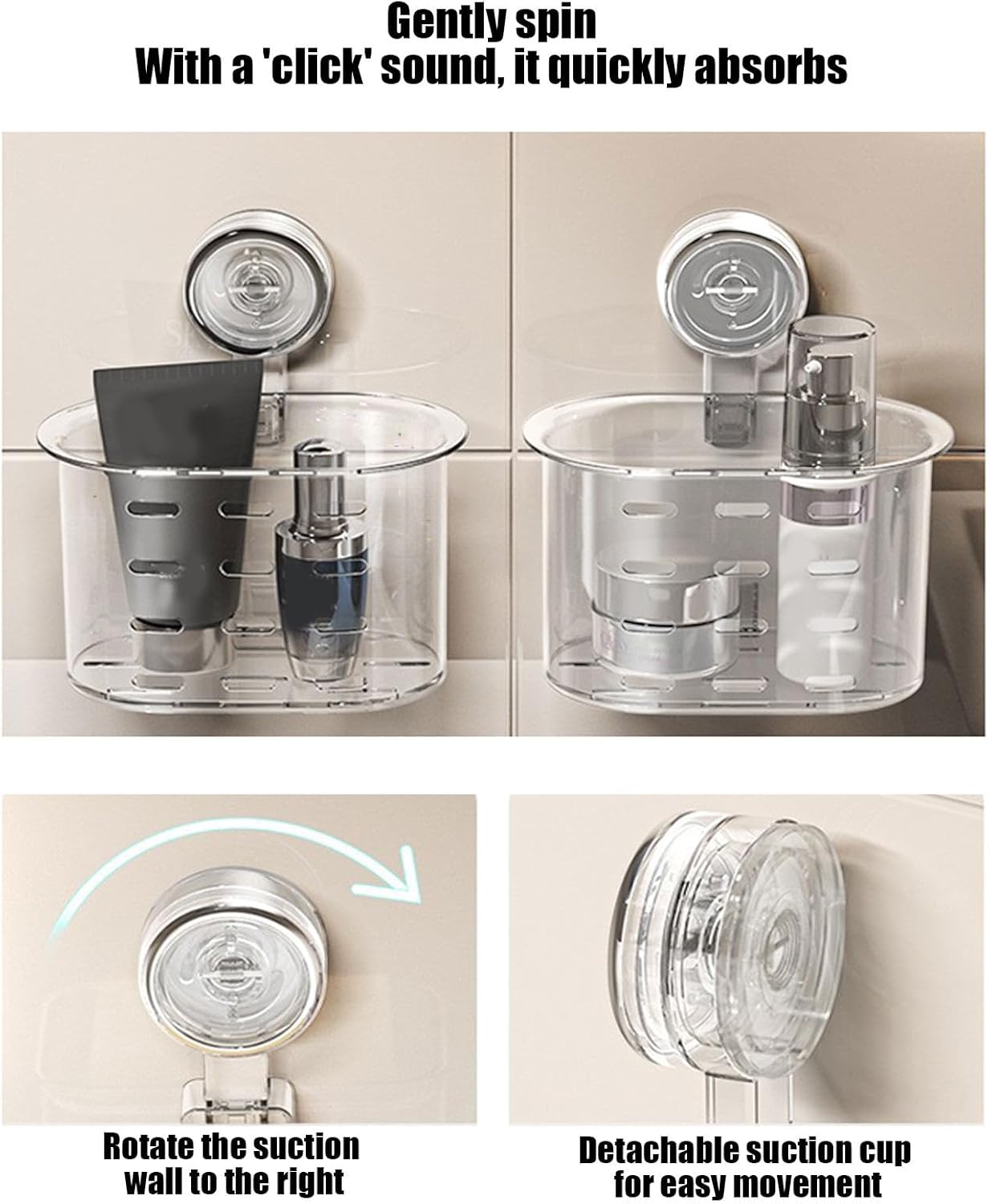 No-Drill Suction Storage Box for Bathroom and Kitchen