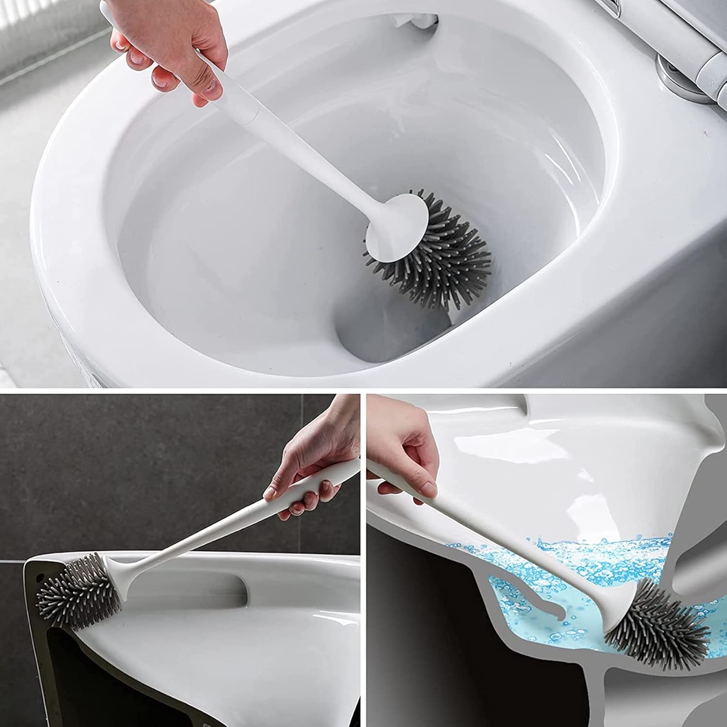 Nicfaky 2X Toilet Brush with Holder Set