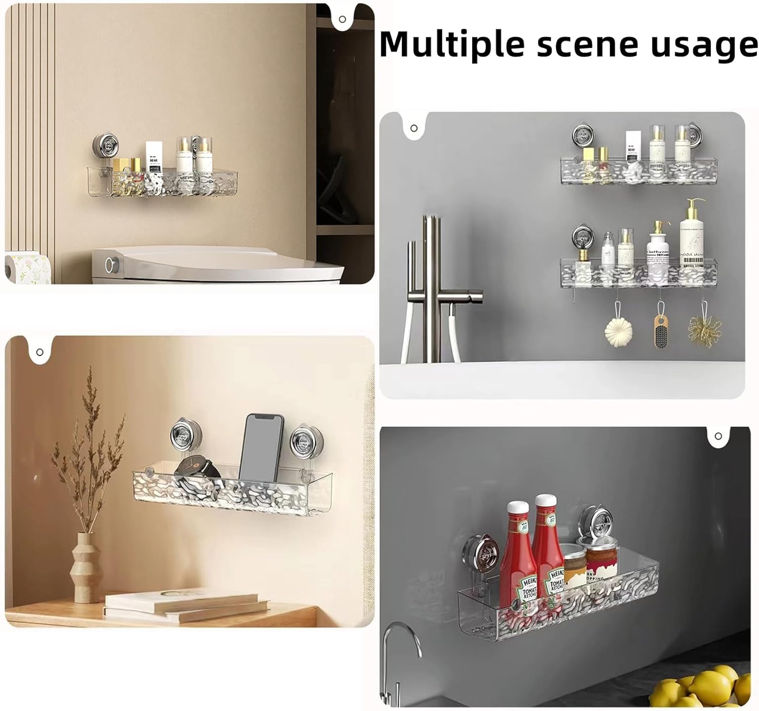 Circular Suction Cup Wall Shelf No Drill Mount
