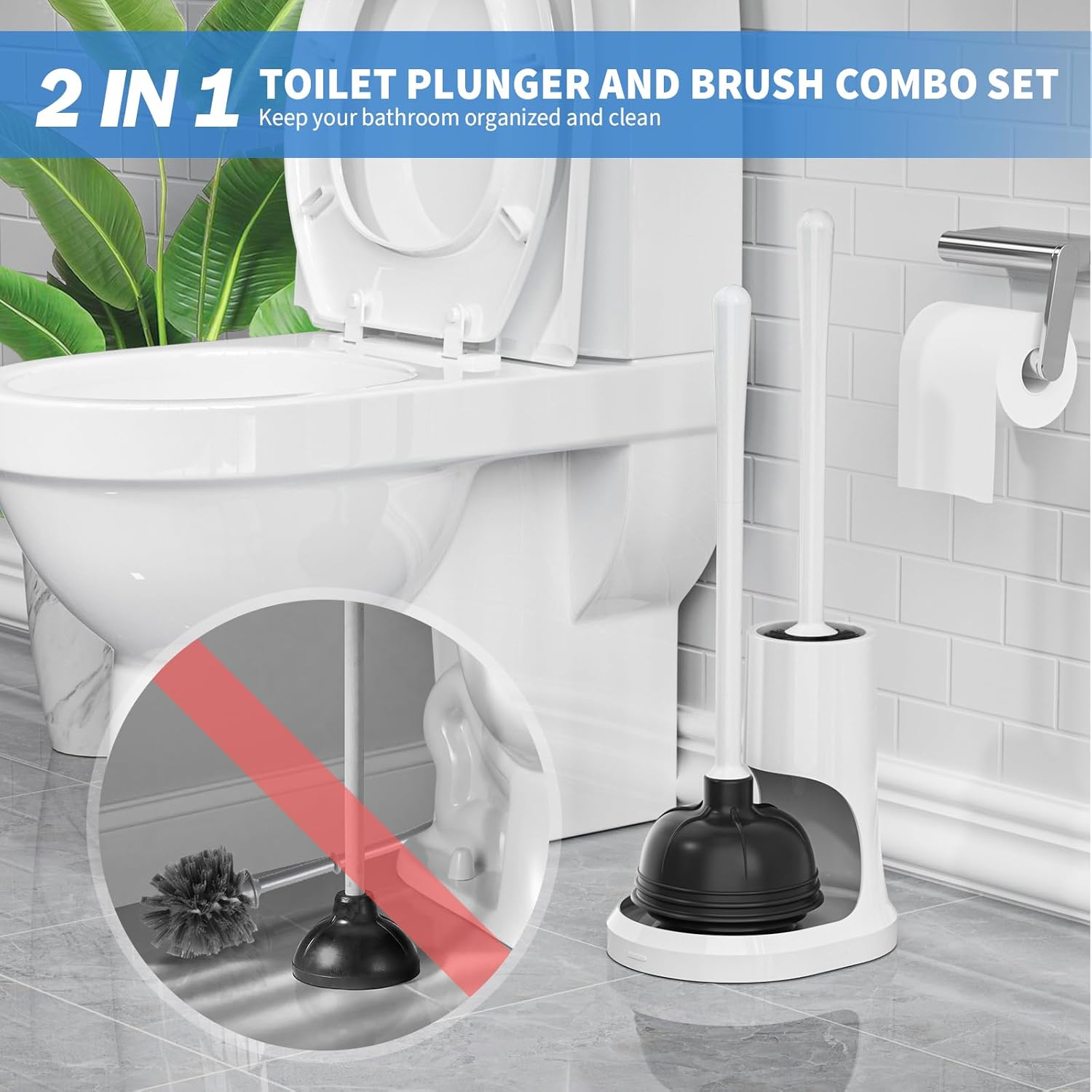 Uptronic Toilet Plunger and Brush Combo Set