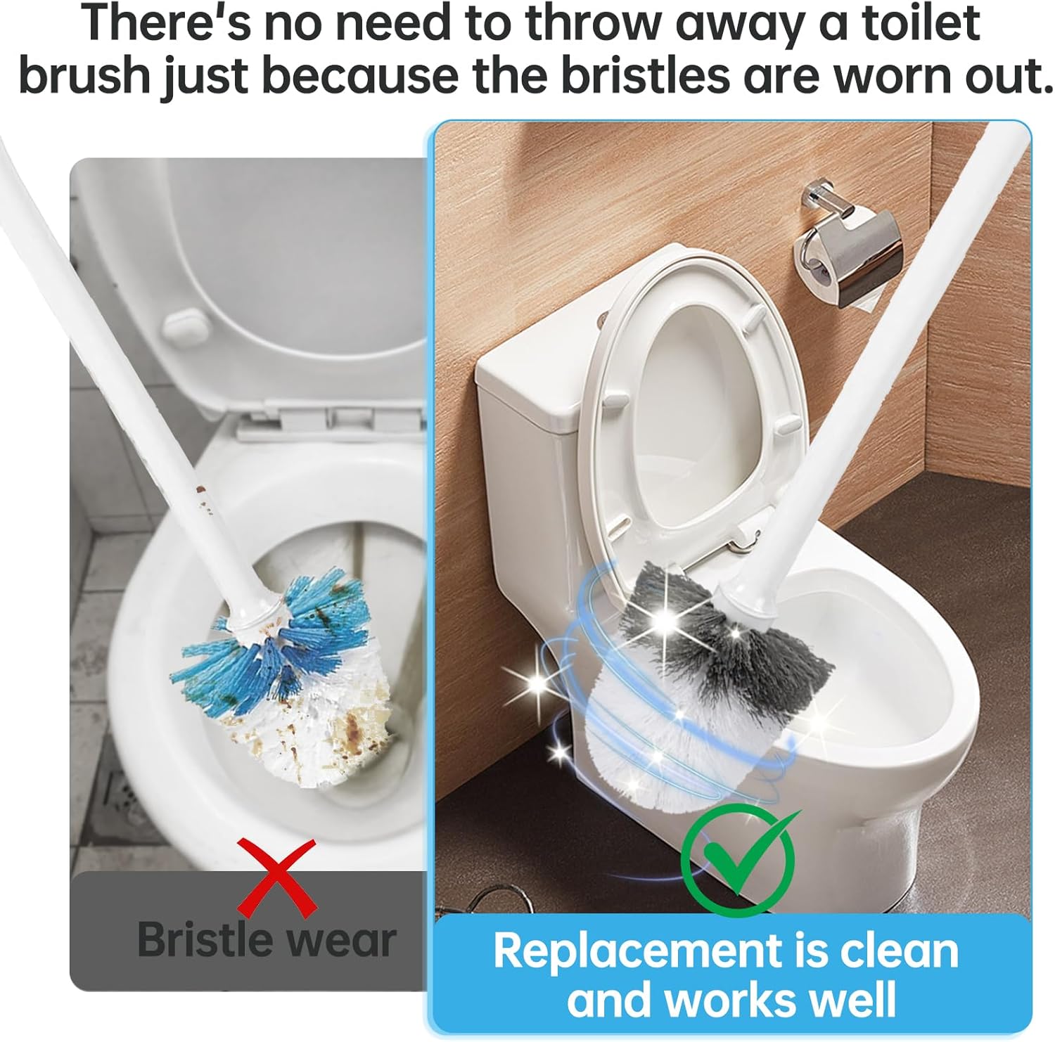 TEITEAI 2 Pack Toilet Brush Replacement Heads for OXO