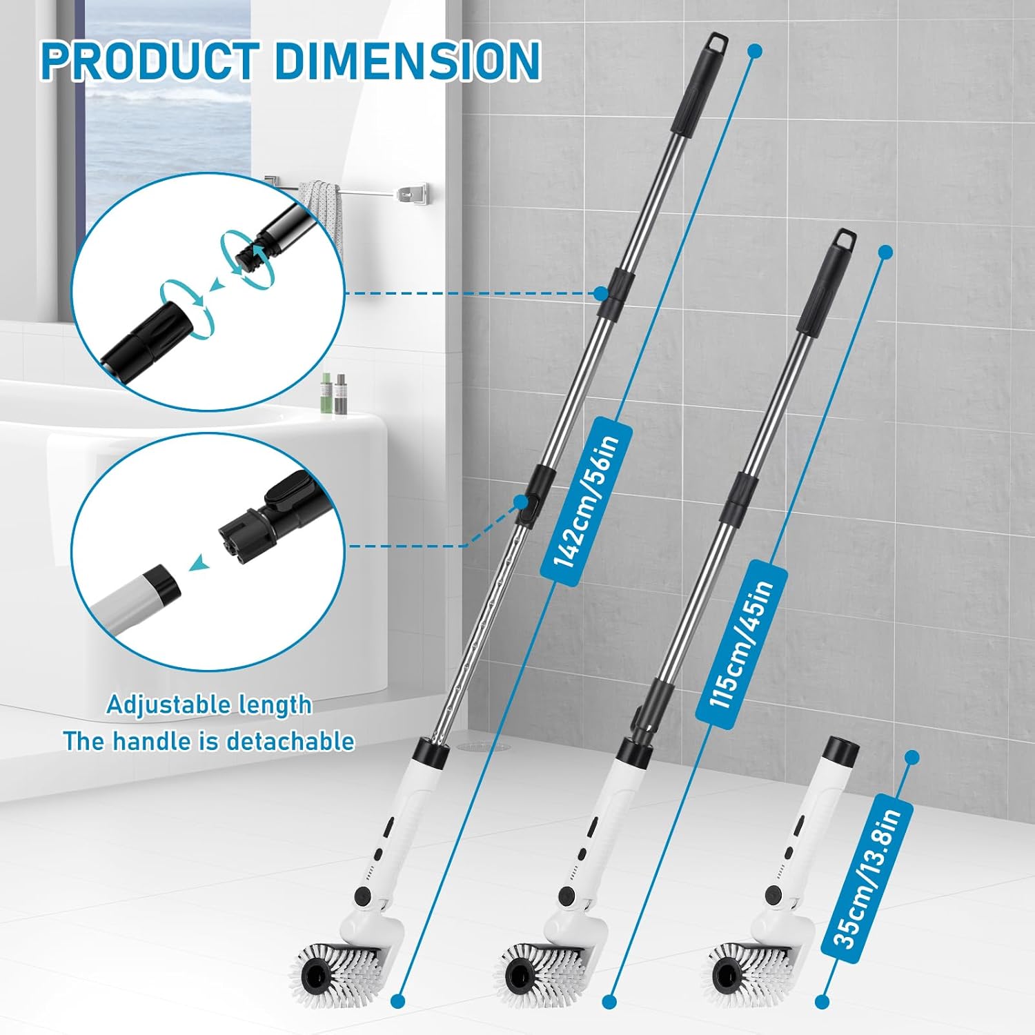 Yutesiri Cordless Waterproof Toilet Brush with 4 Heads 1