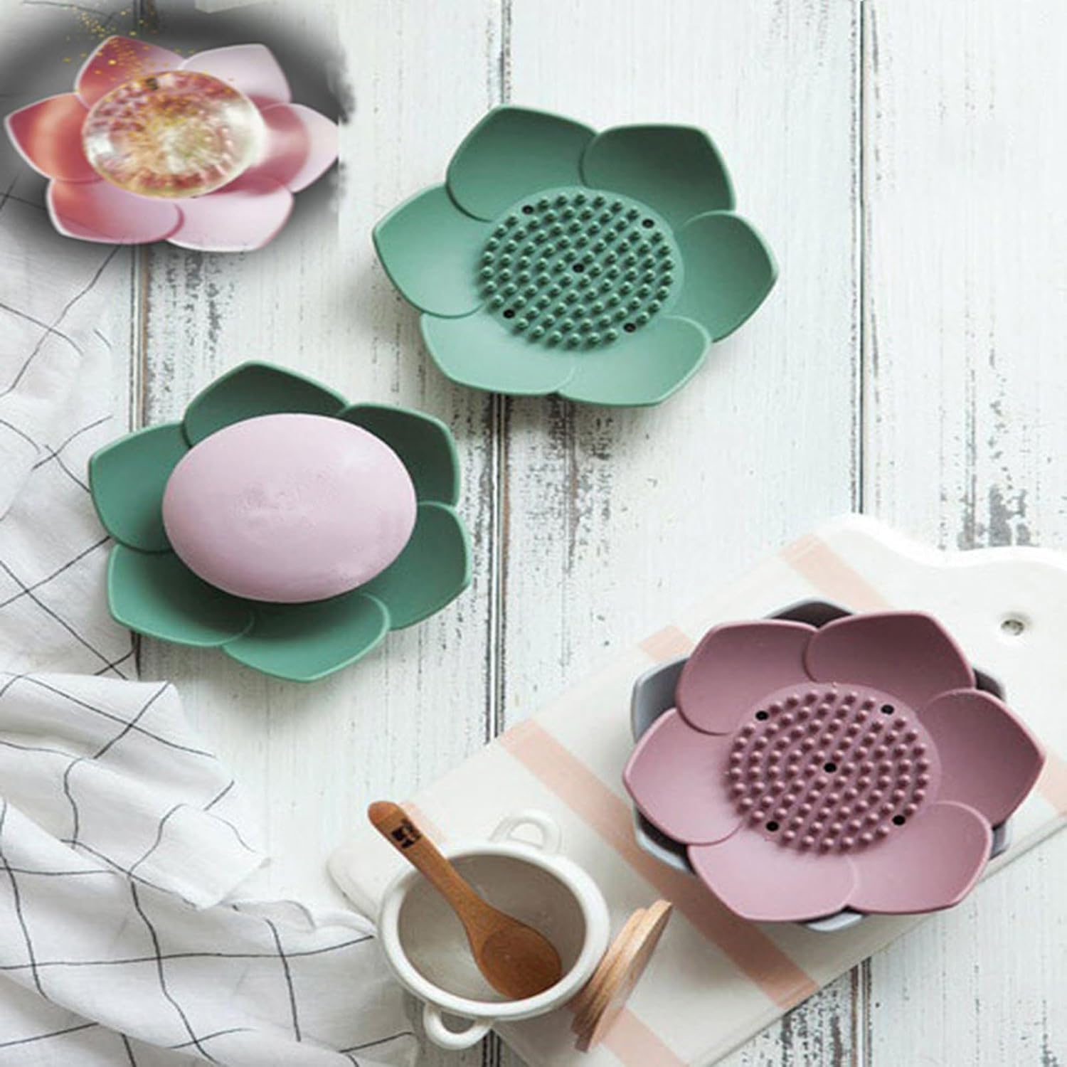 3 Pack Soap Dishes with Draining and Non-Slip Design