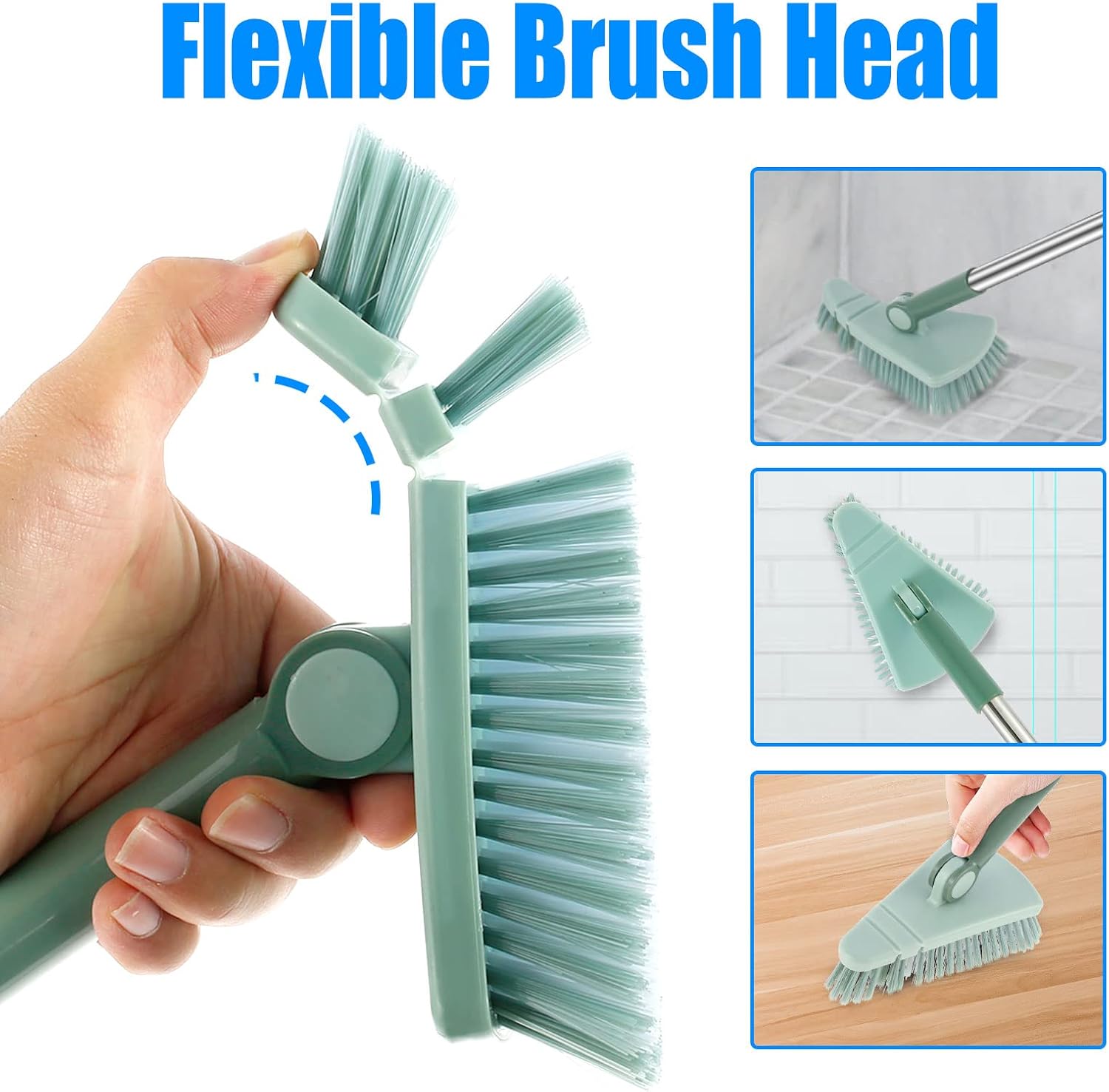 SAEHAEYEE Triangle Shower Floor Brush with Flexible Head and Long Handle
