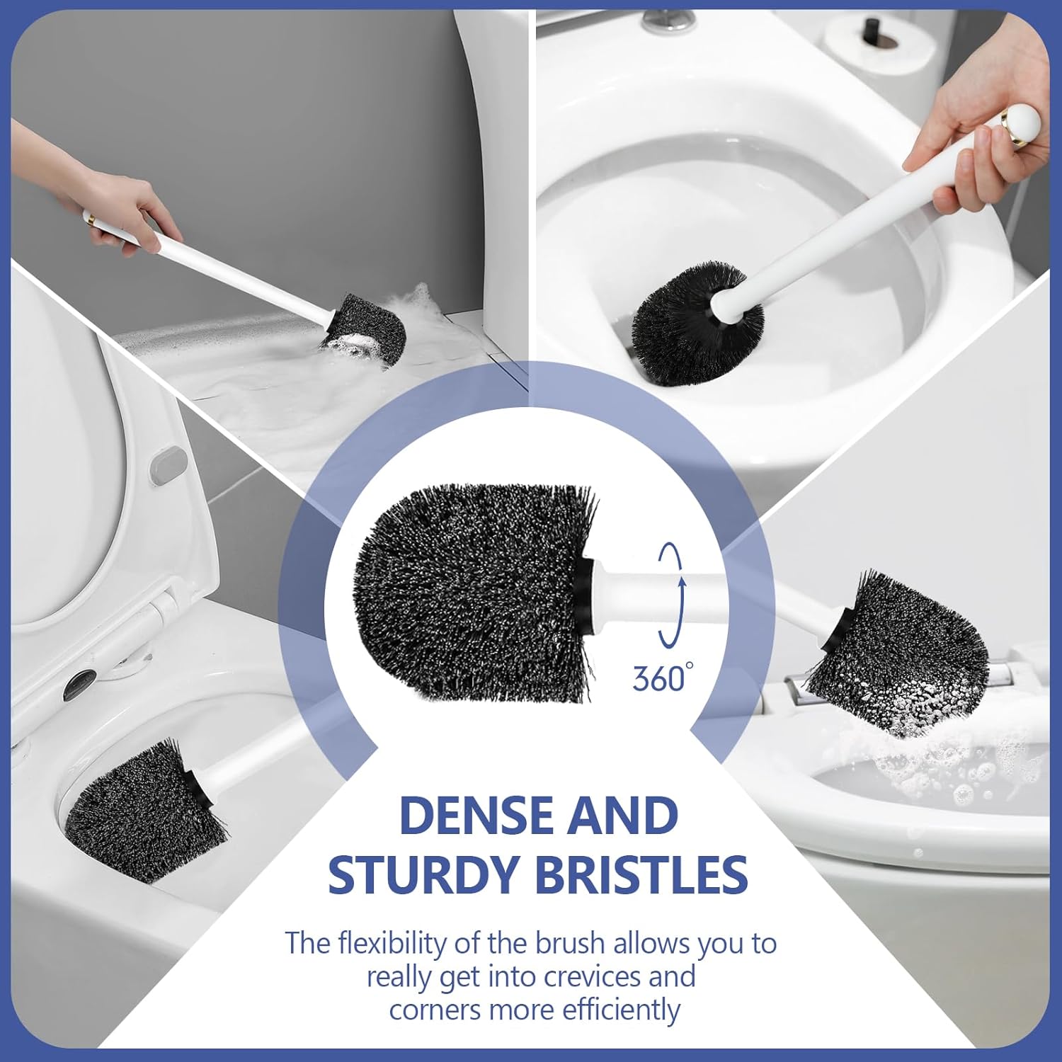 NairSnow Gold and White Toilet Brush Set with Auto-Opening and Ventilated Base