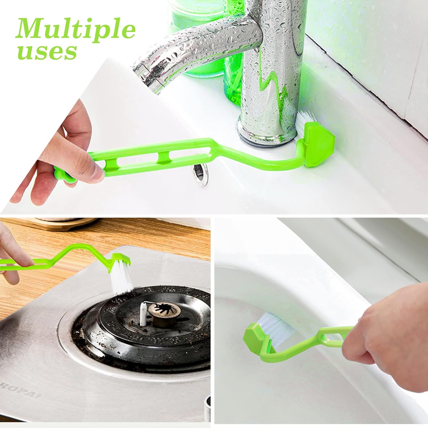 WOBEVB 2Pcs Curved Toilet Bowl Brush with Hooks Green