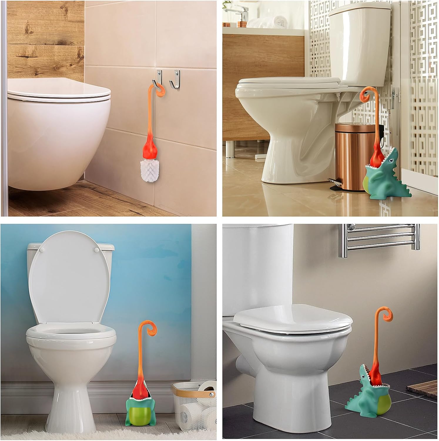 AOCHEN Dinosaur Toilet Brush with Holder Green 1