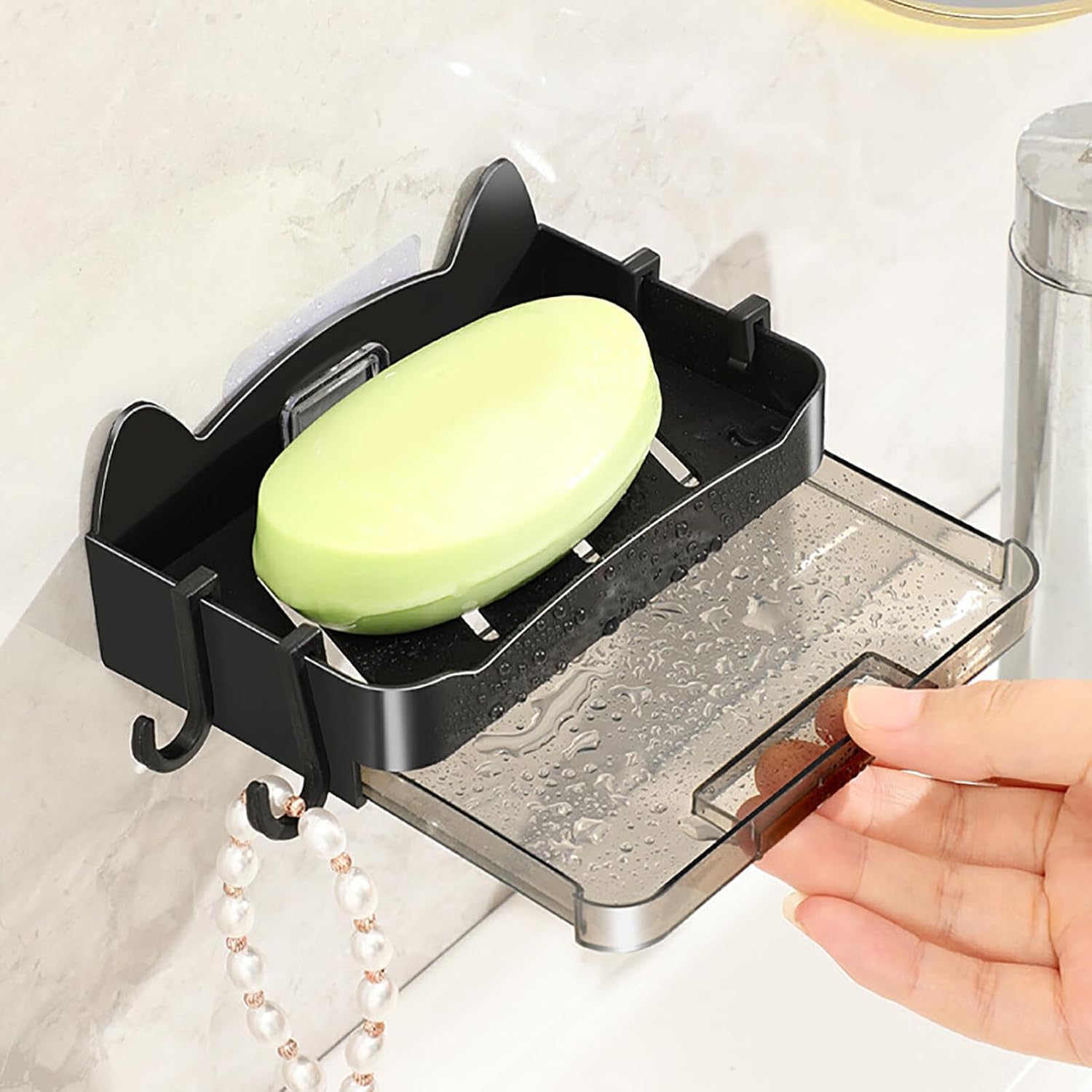 BPKADHY Cat Soap Dish with 4 Hooks Wall Mount