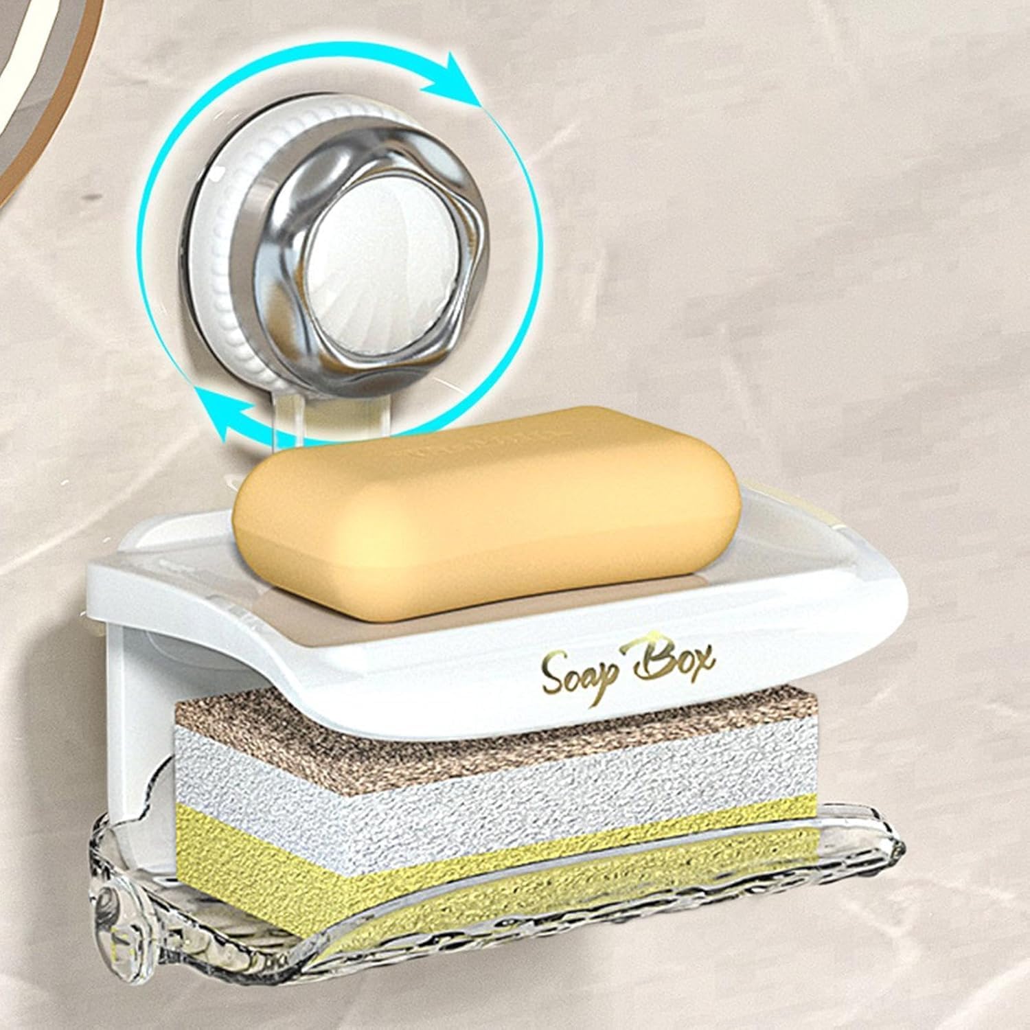 Double Layer Suction Soap Dish for Shower Wall Mount