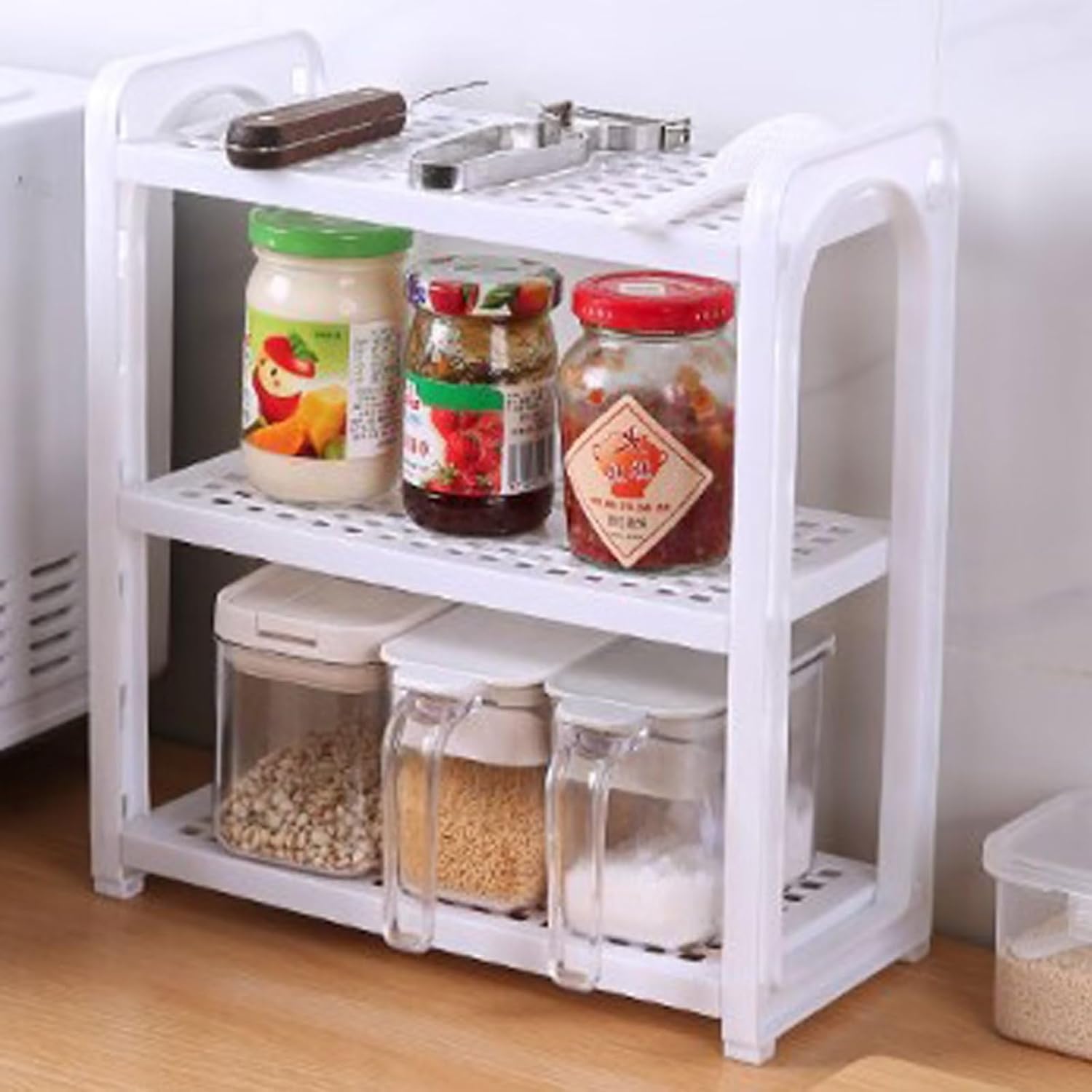 Typutomi 3 Tier Adjustable Plastic Shelf Organizer