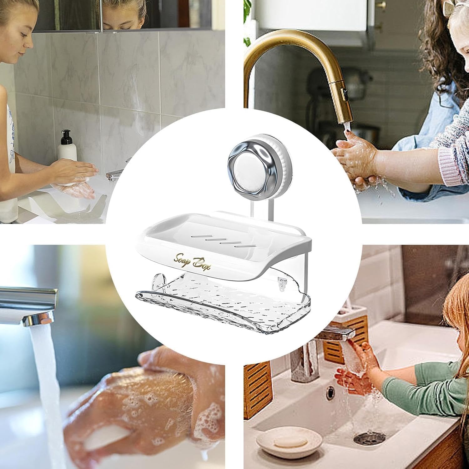 Double Layer Suction Soap Dish for Shower Wall Mount