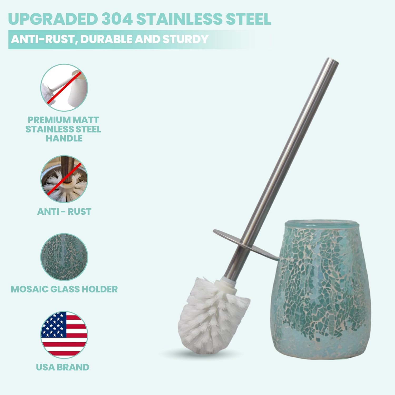 Modern Toilet Brush and Holder Set in Turquoise Green