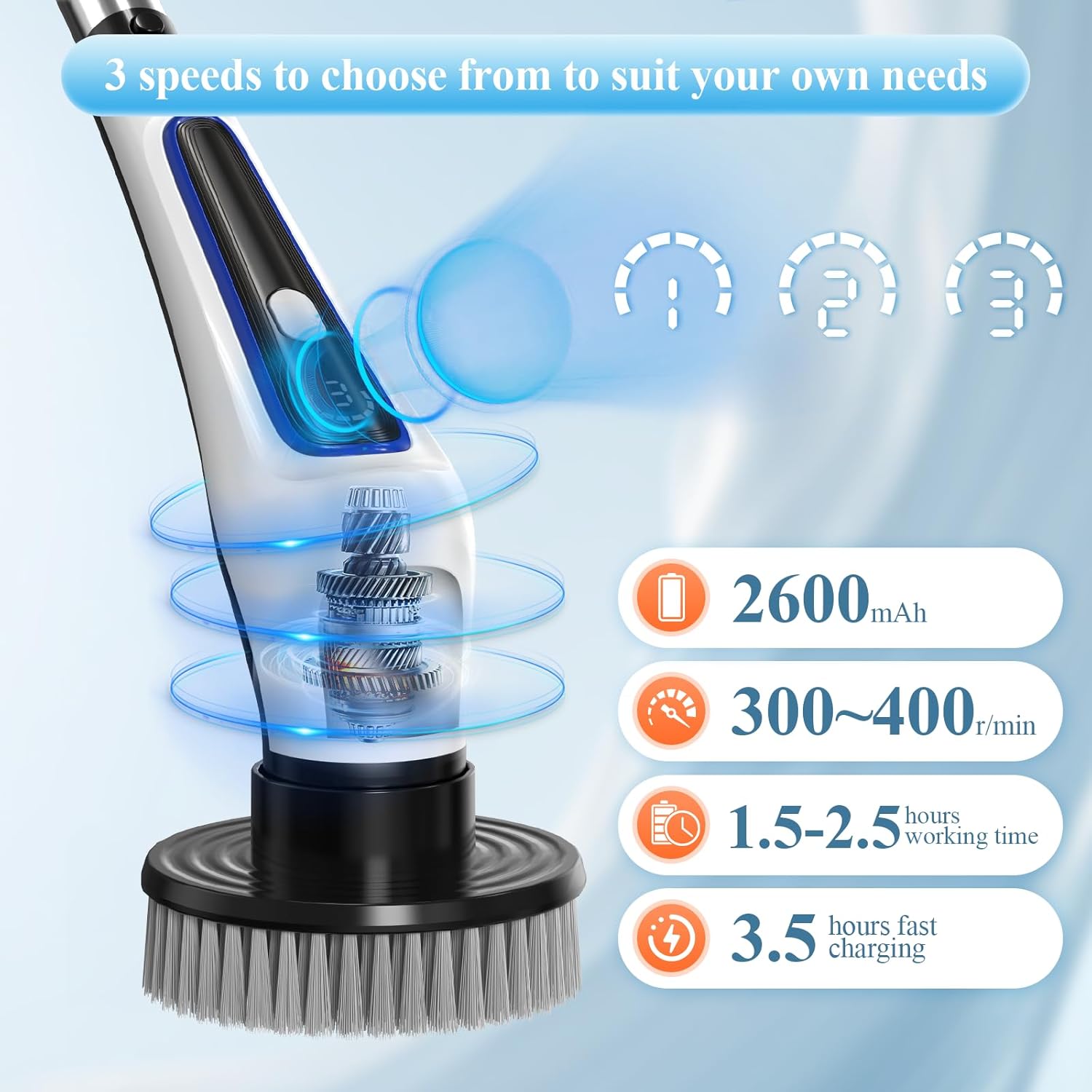 Elegoro Electric Spin Scrubber with 3 Speeds and 9 Brush Heads