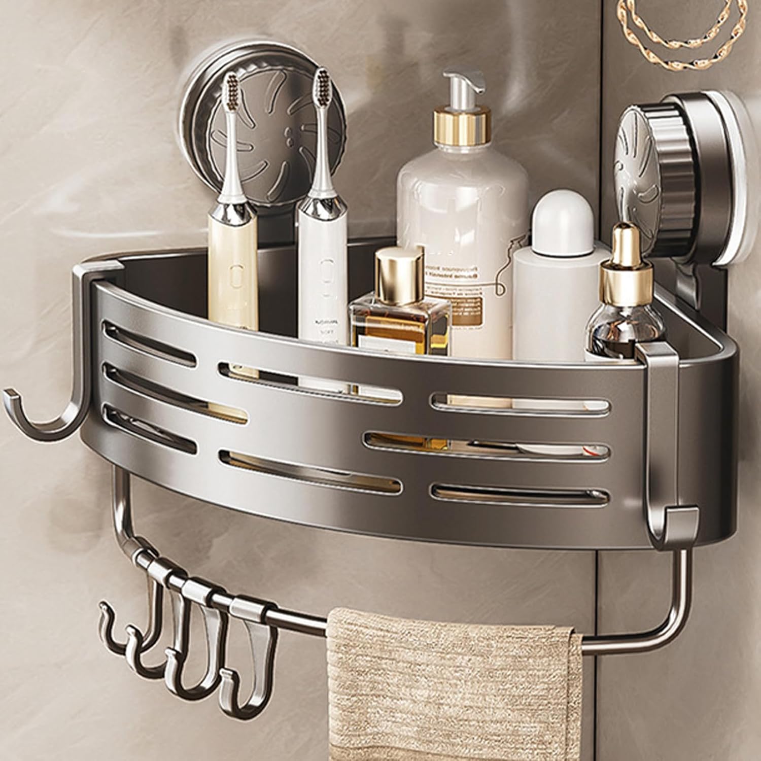 FINLALO Suction Cup Shower Caddy Wall Mount