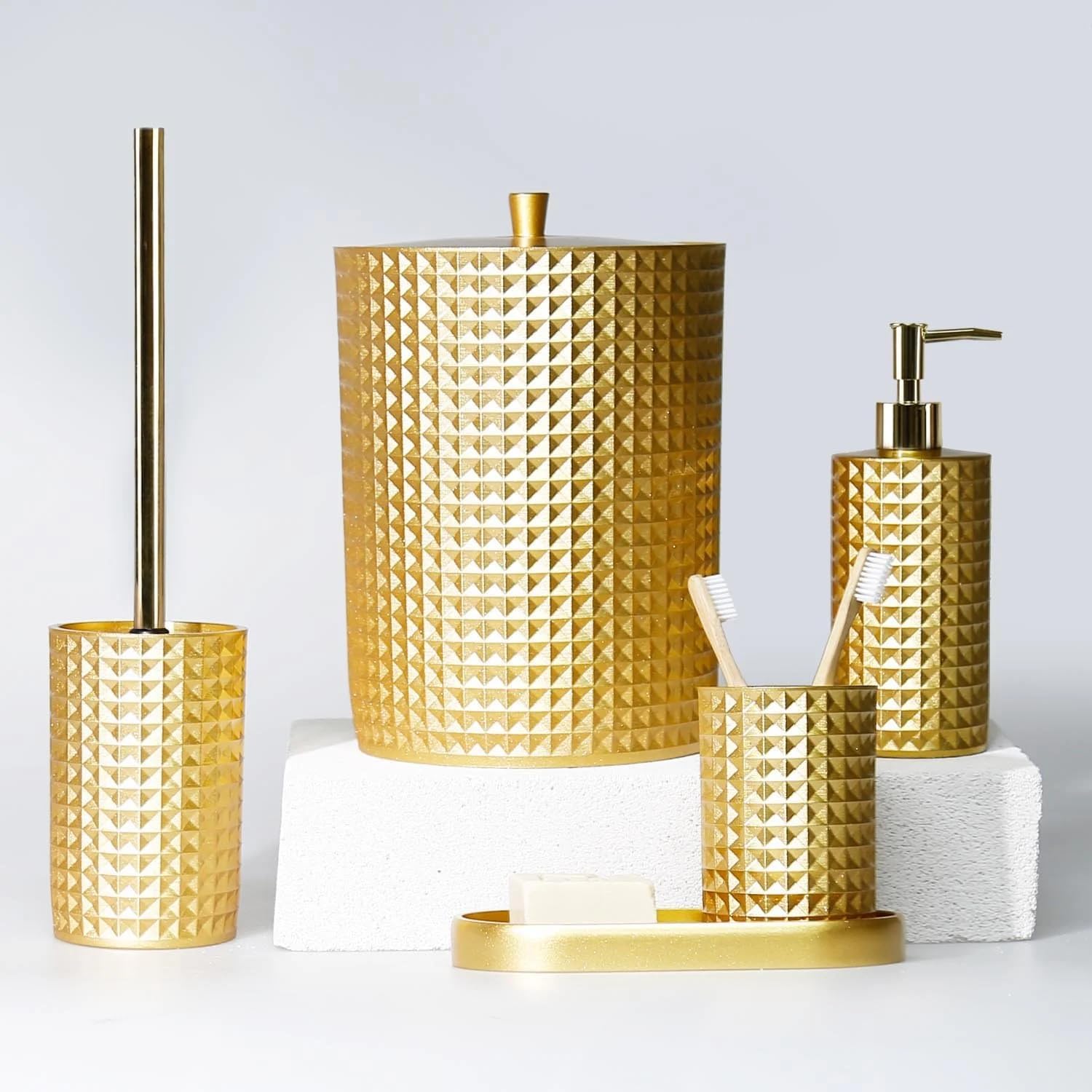 Neptune Toilet Brush with Gold Holder