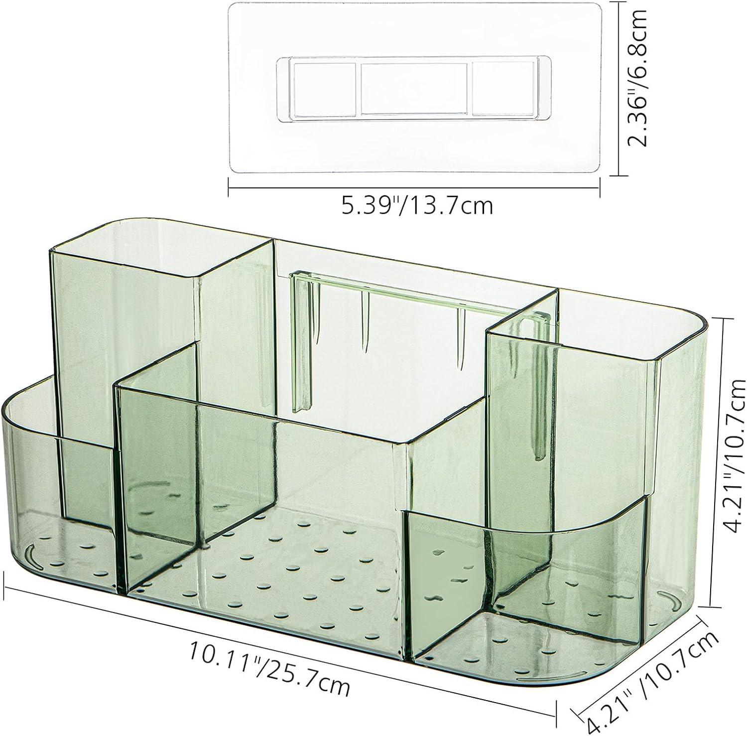 Ganydet Plastic Shower Caddy with 5 Compartments Clear Green