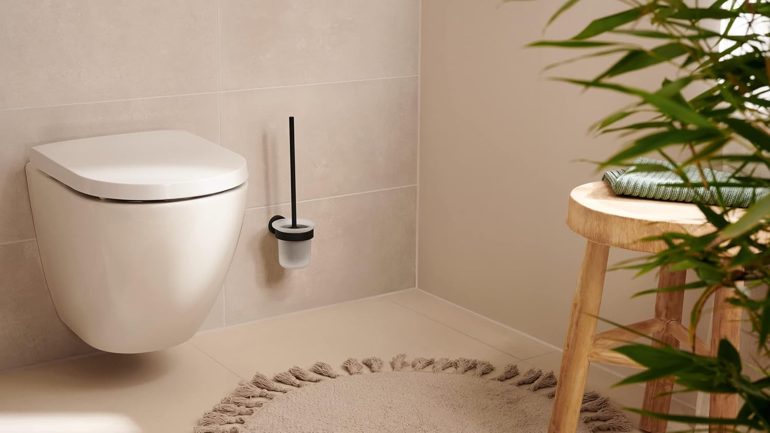 tesa MOON BLACK Toilet Brush Set with Holder