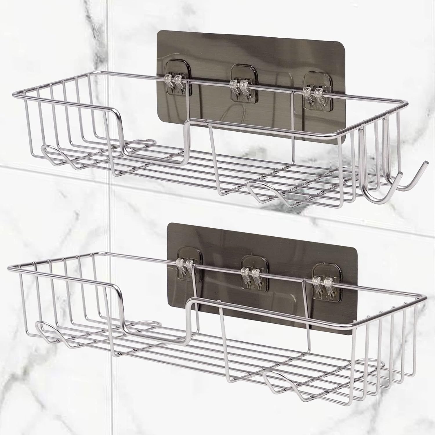Casaphoria Shower Caddy 2 Pack - Adhesive Hooks Rustproof Stainless Steel