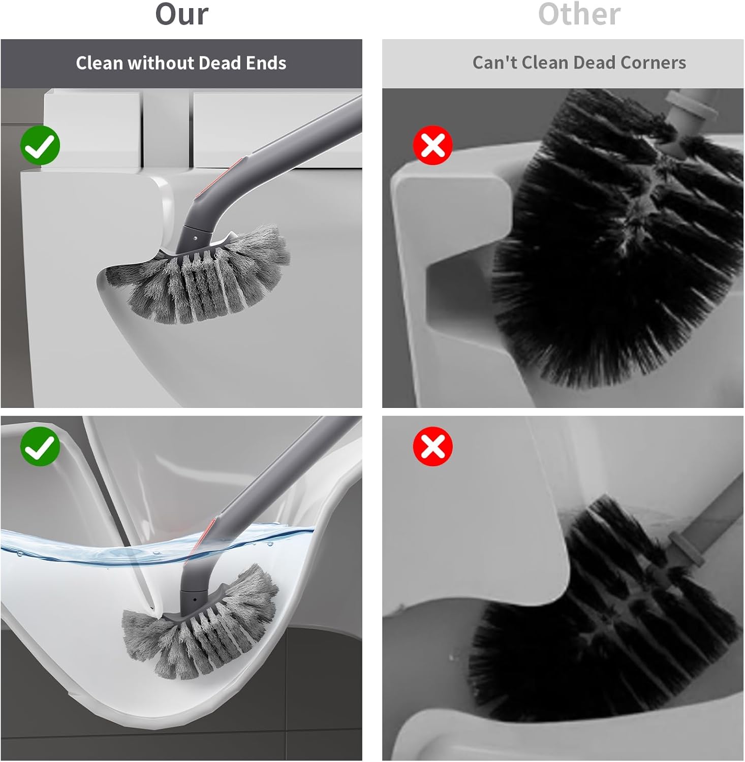 UPRefine Toilet Bowl and Brush Holder Set with Curved Design