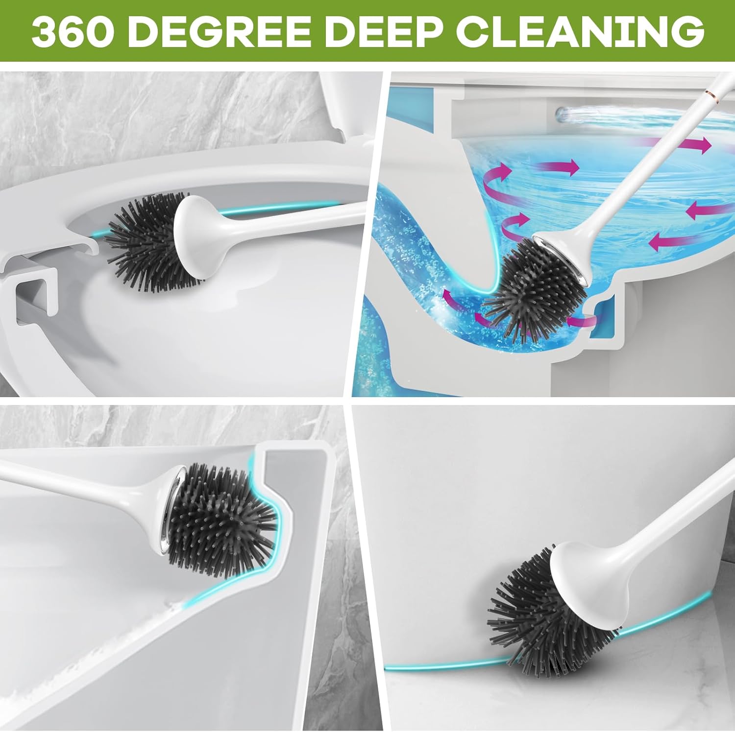 Electric Toilet Brush with Self-Cleaning Light and Ventilated Base 1