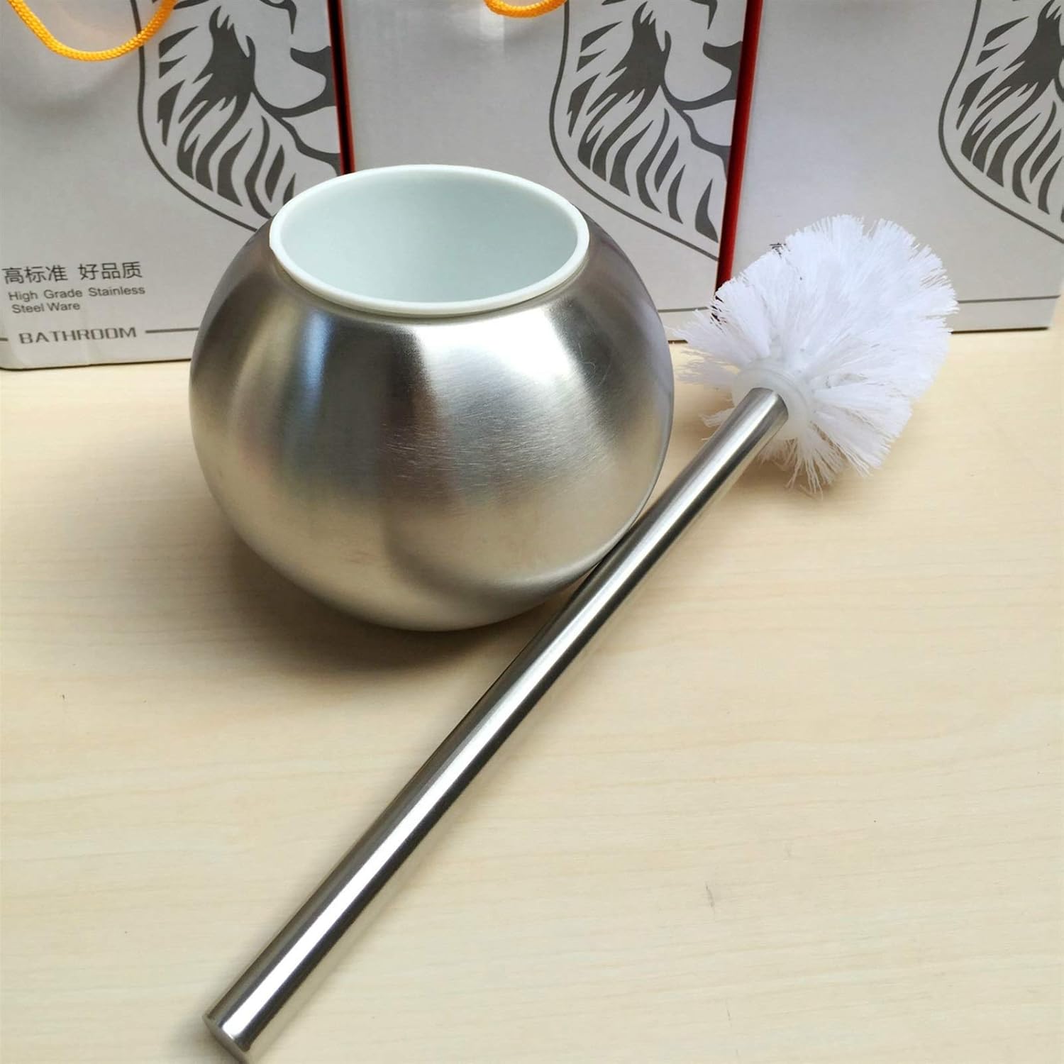 SPOUR Toilet Brush Set with Holder Silver
