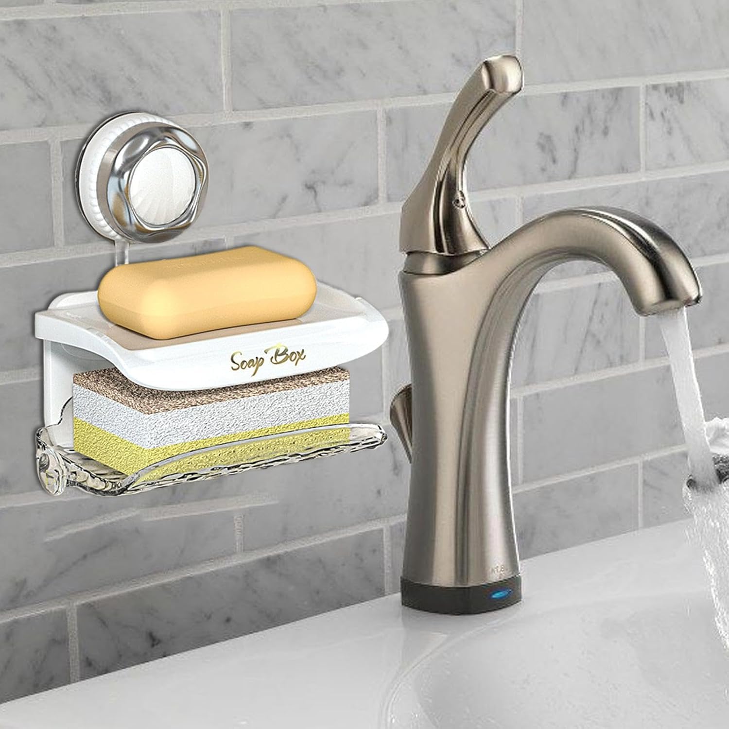Double Layer Suction Soap Dish for Shower Wall Mount