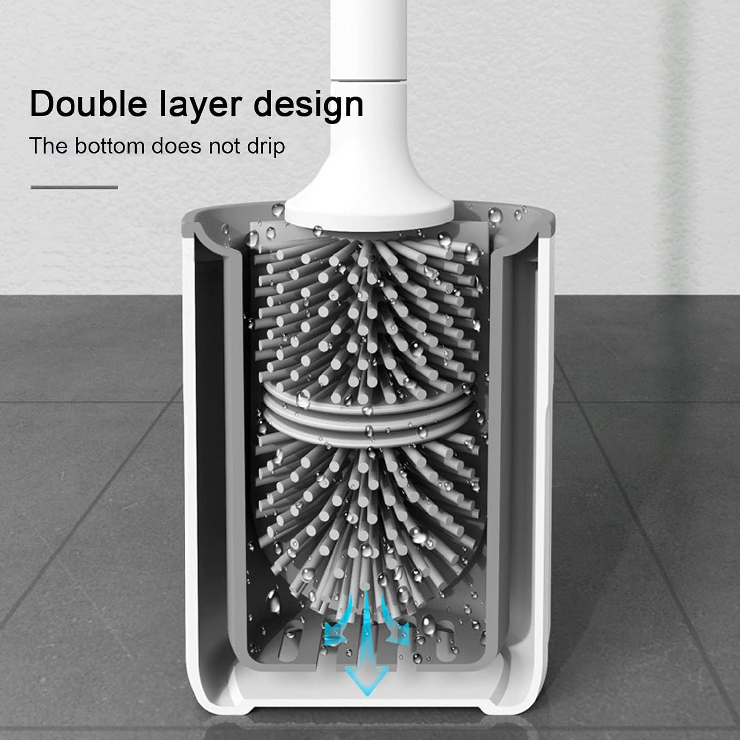 Silicone Toilet Bowl Brush with Holder Set Gray