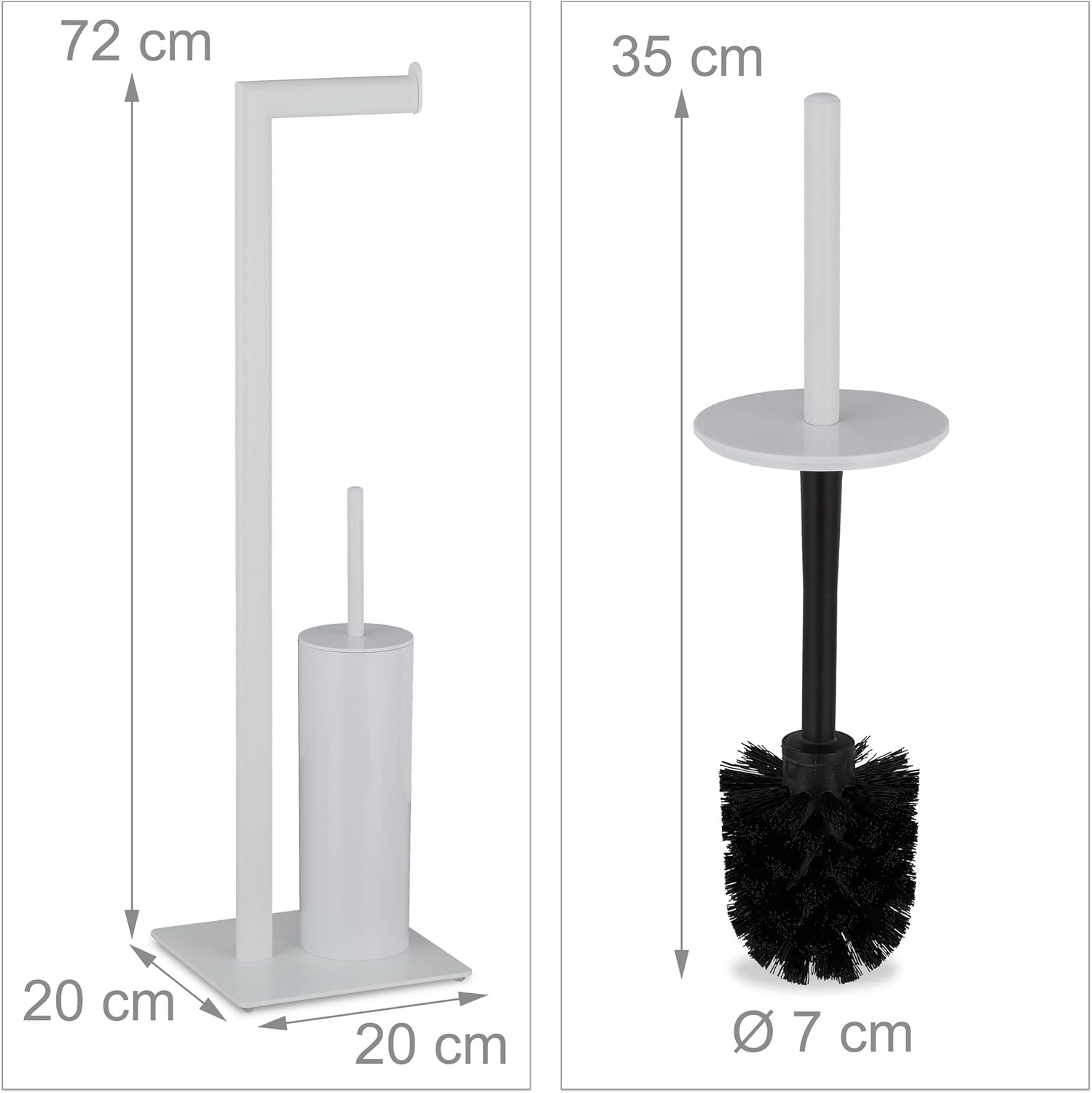 Relaxdays Toilet Brush Holder Set 100 Steel White