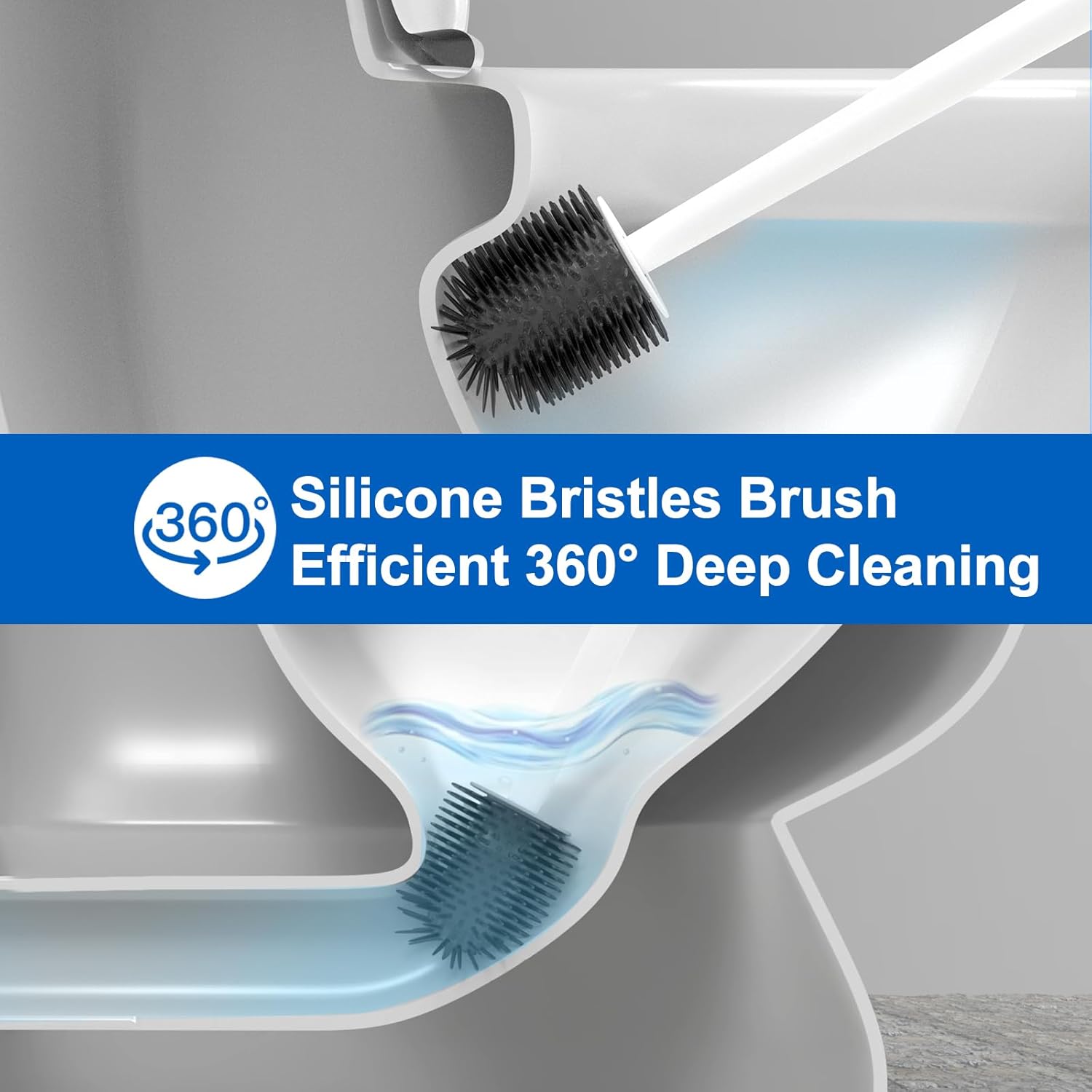 BITOPE 2-in-1 Toilet Brush with Holder and Floor Scrubber