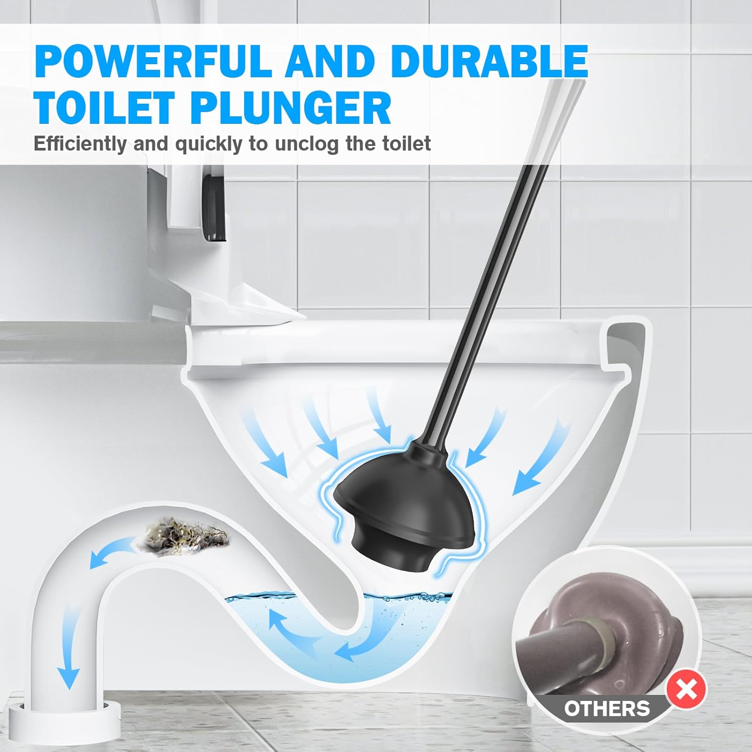 Trenti 2 Pack Toilet Plunger and Brush Set with Holder