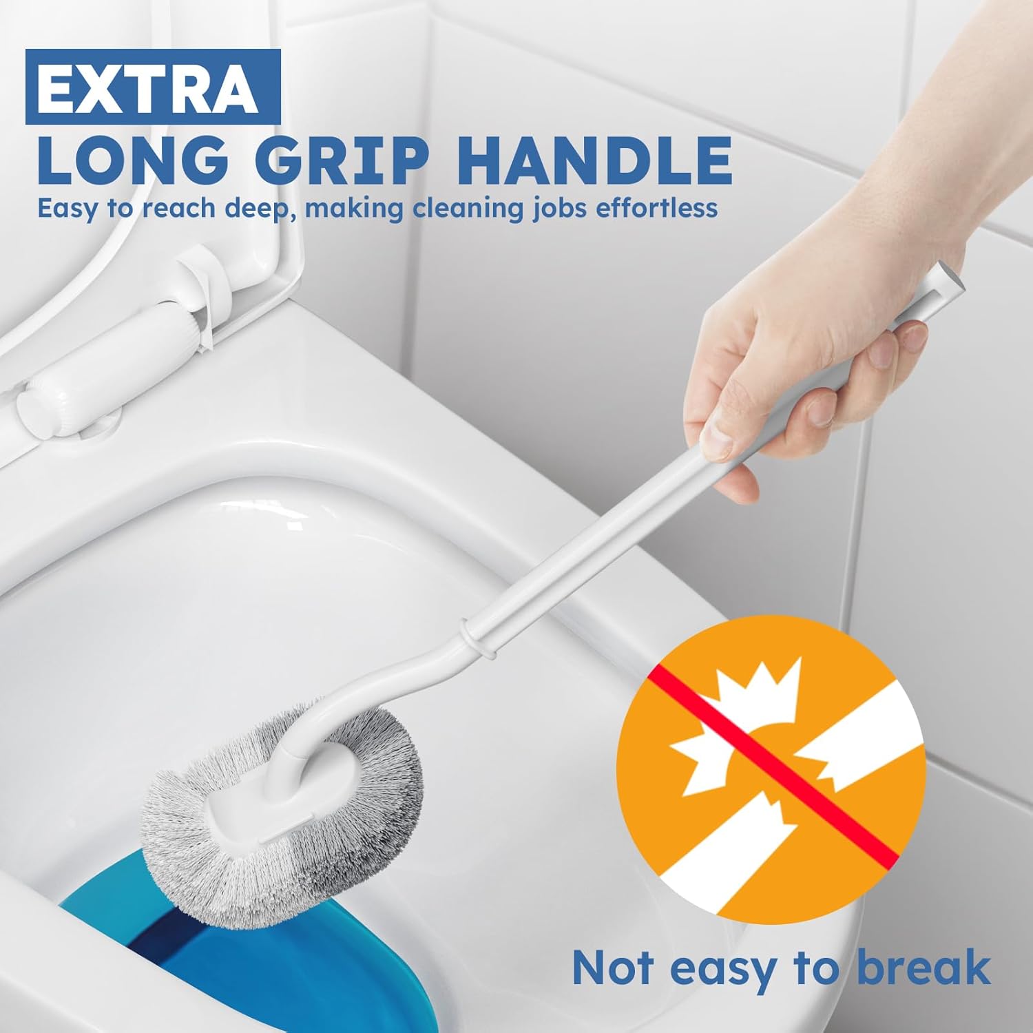 TRENTI Toilet Brush 2-Pack Set with Holder and Extra Long Handle